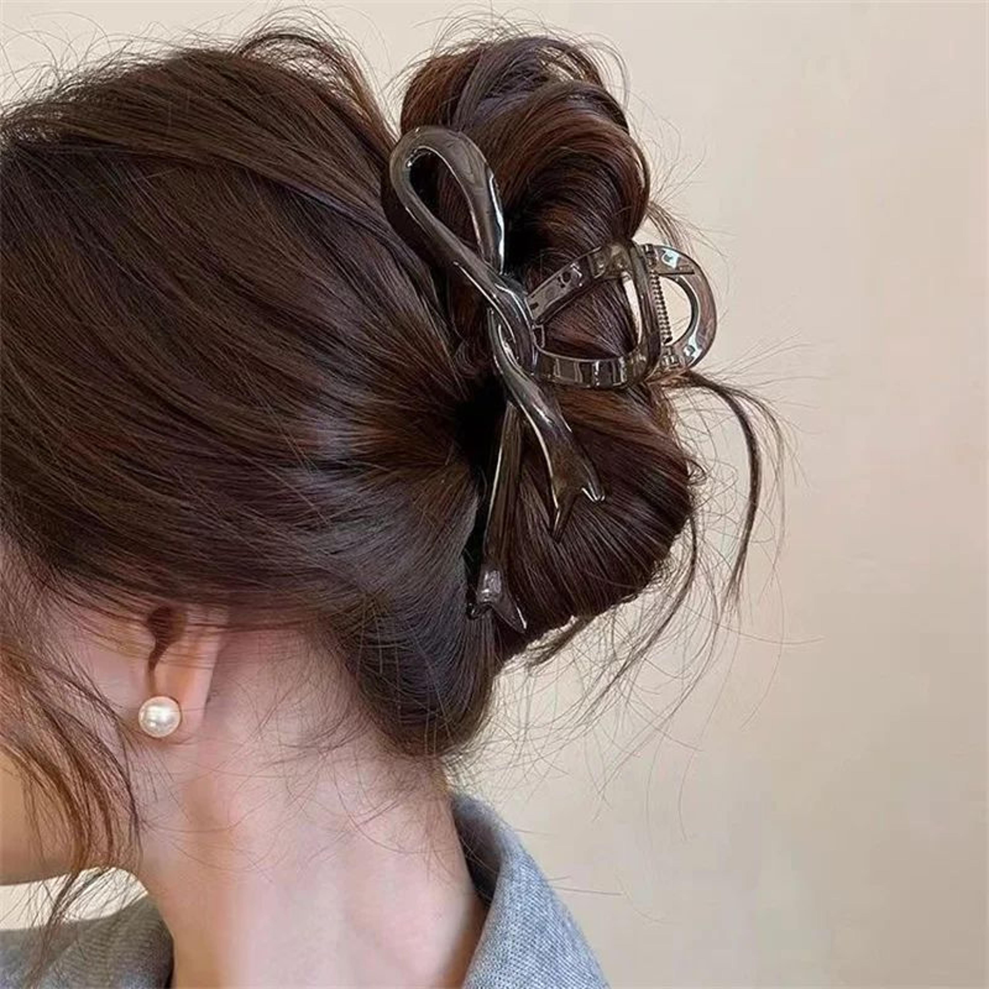 large acrylic ribbon bow hair claw clip for women