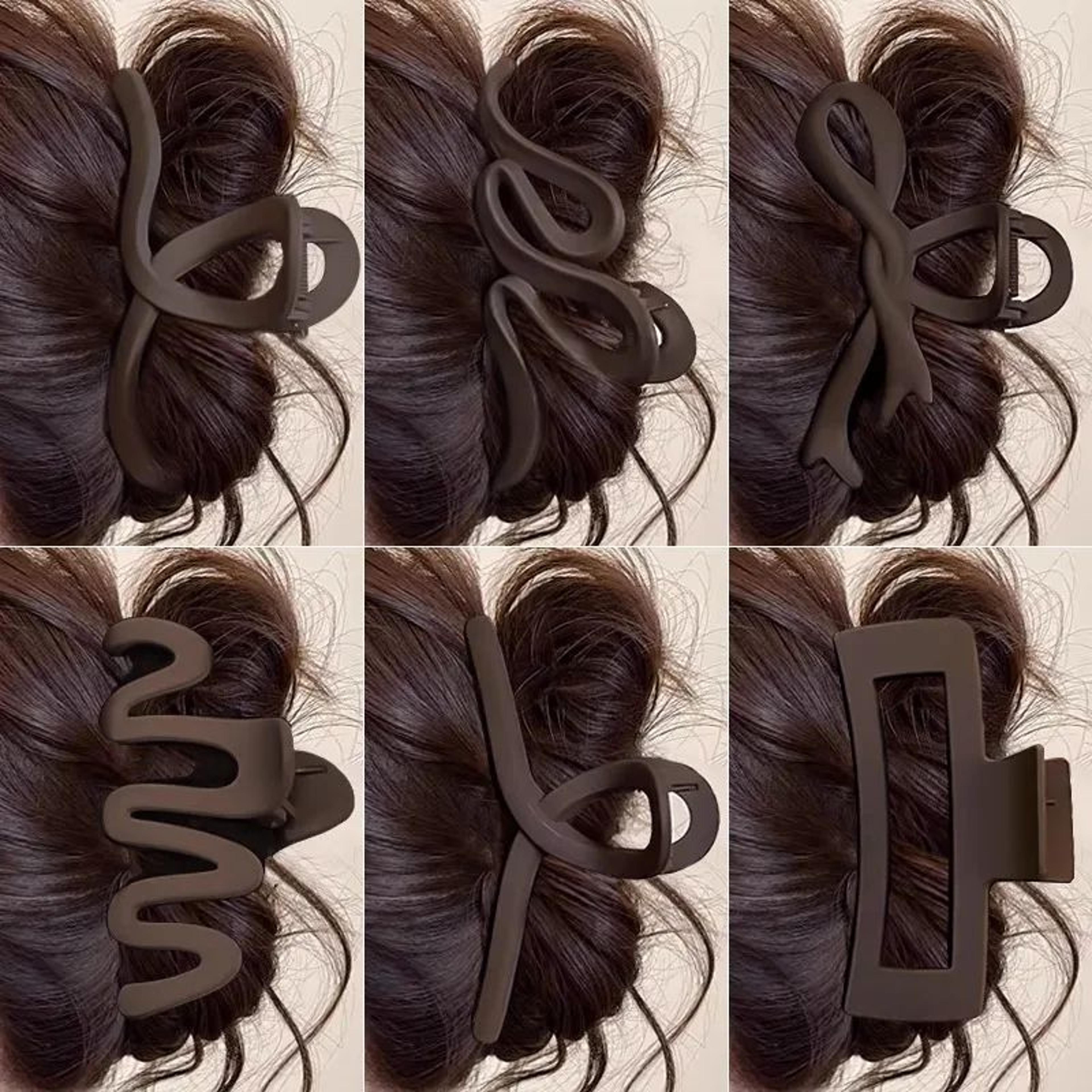 elegant large brown geometric hair claw clip for women