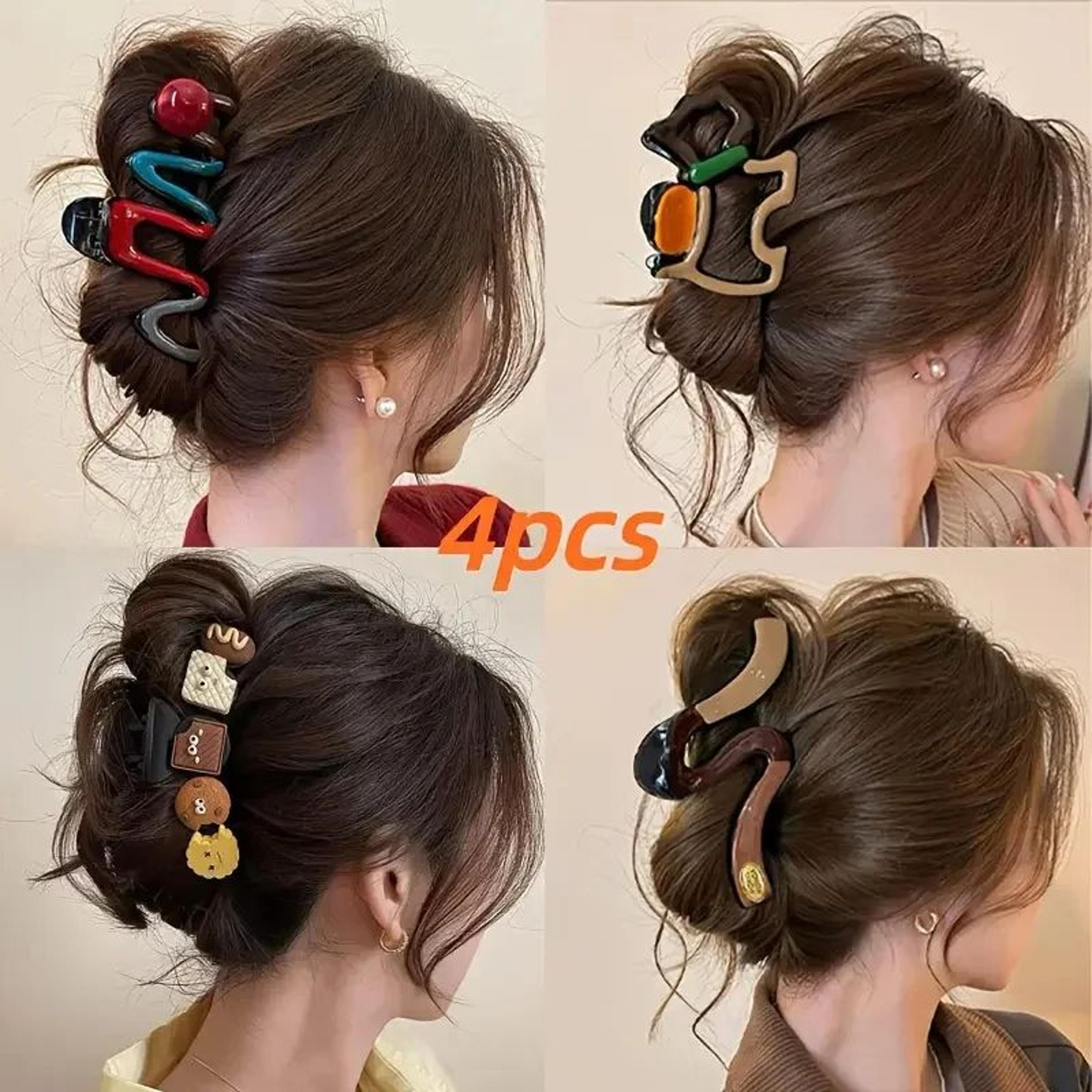 4 piece large wavy hair claw clip set