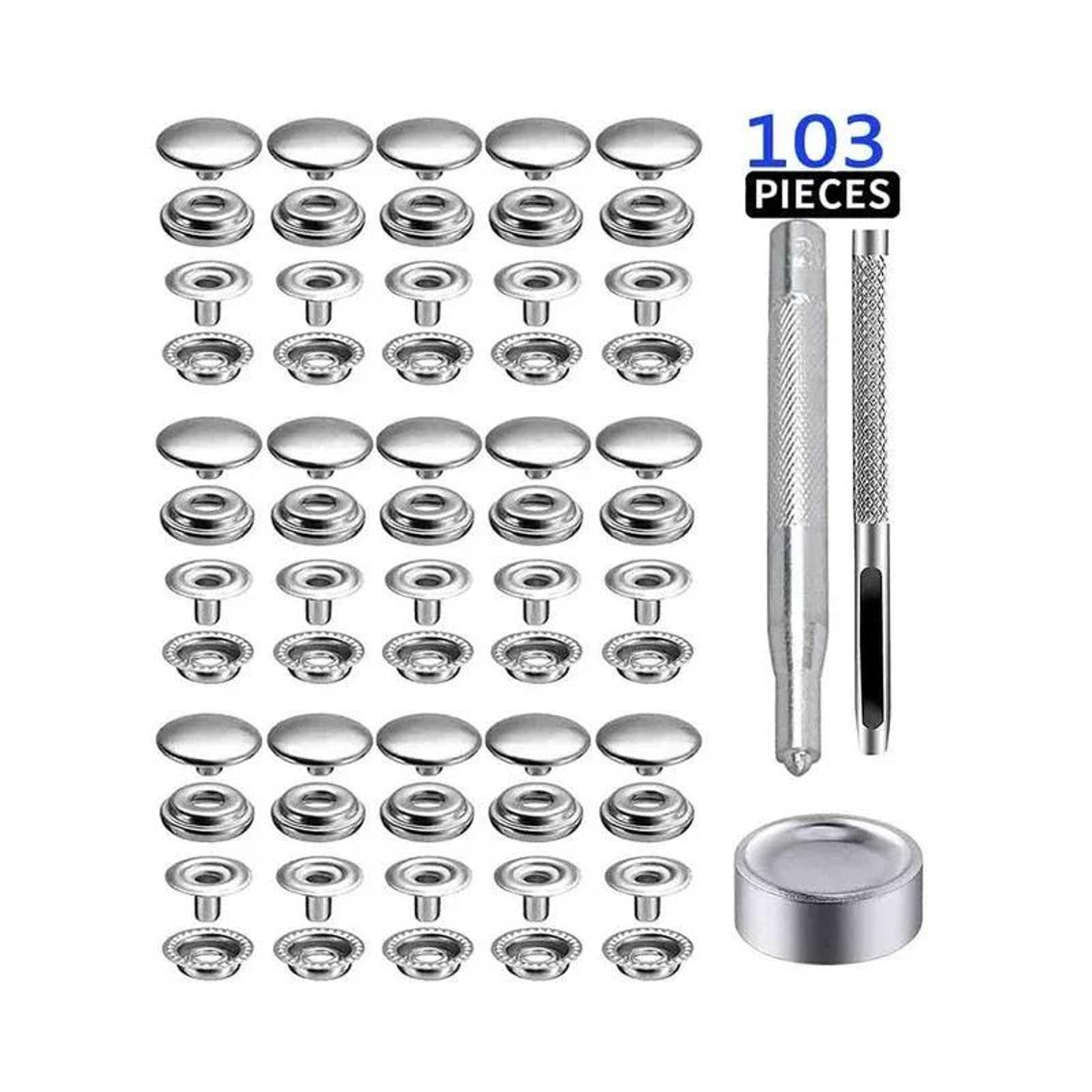 100 piece stainless steel canvas snap fastener kit with tools