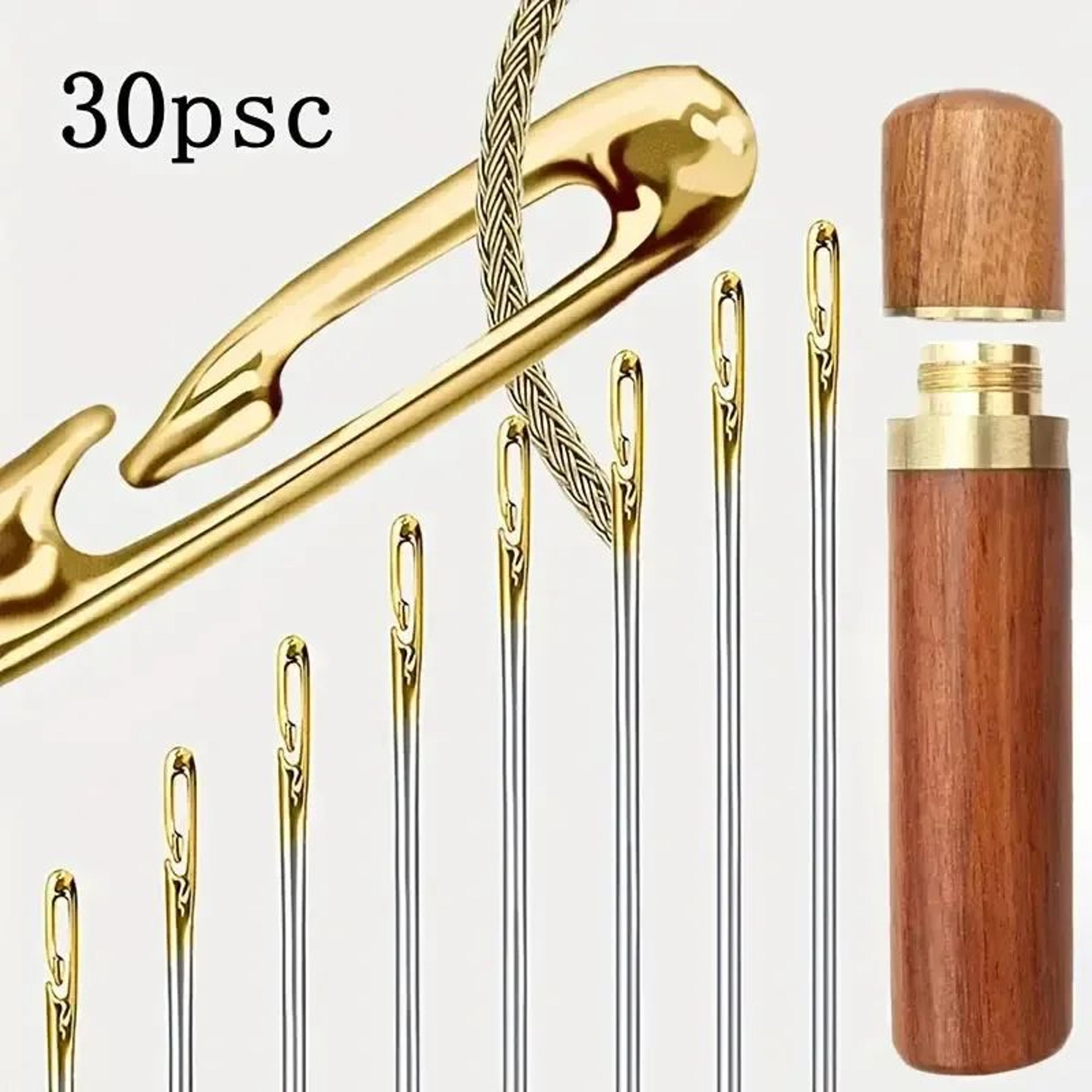 30 piece easy thread sewing needle set with wooden storage case