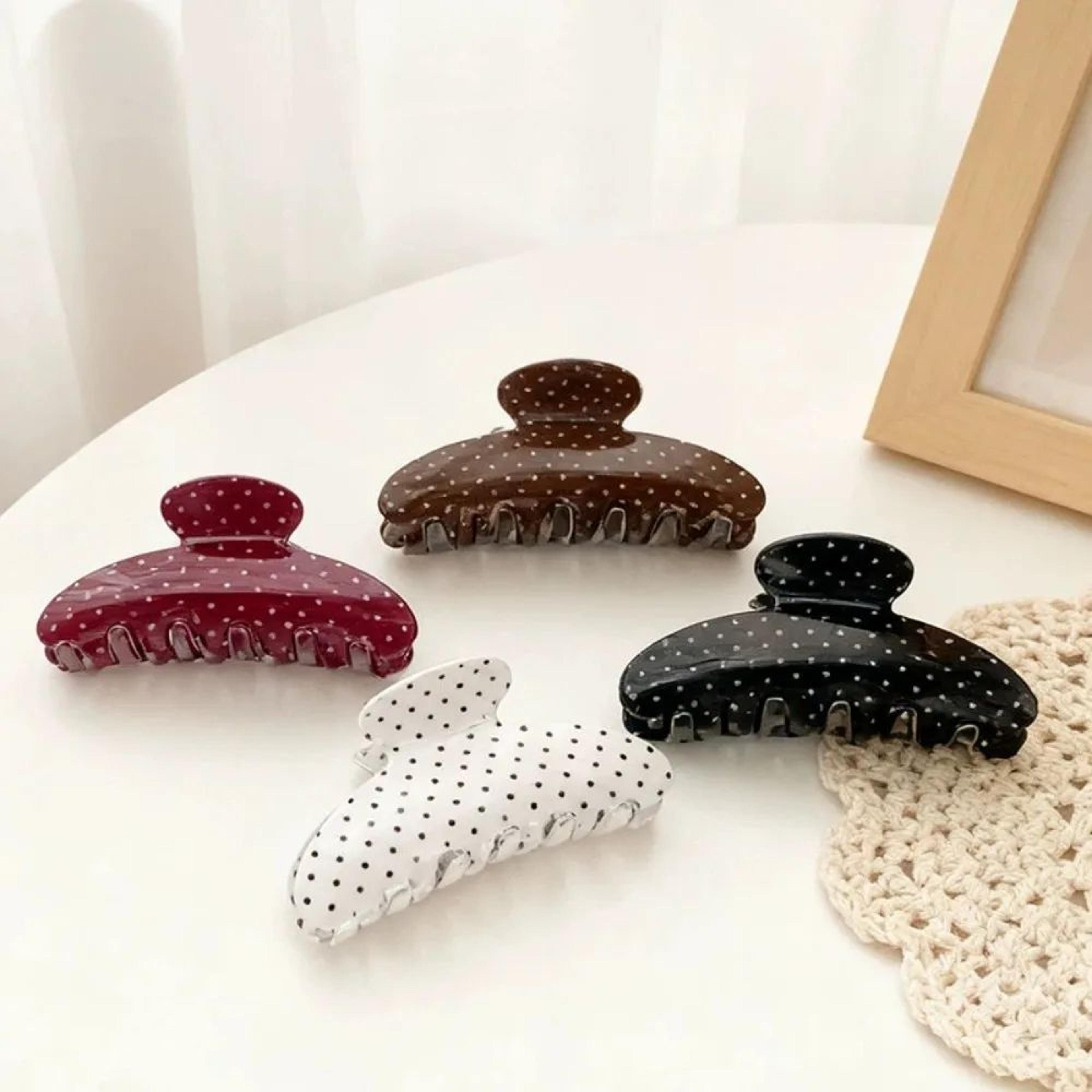 retro french wave dot hair claw clip for women