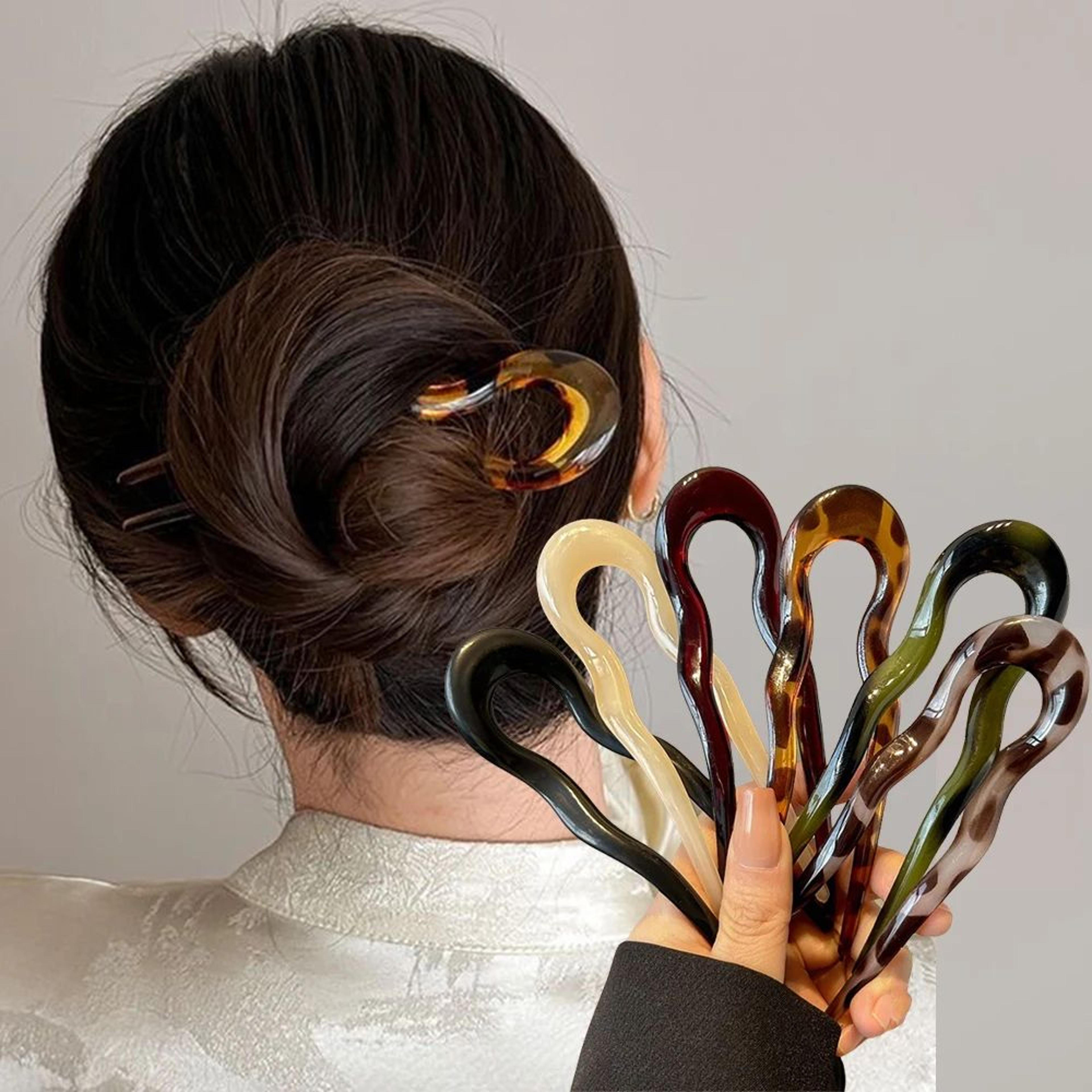 tortoiseshell u shaped hair fork for women