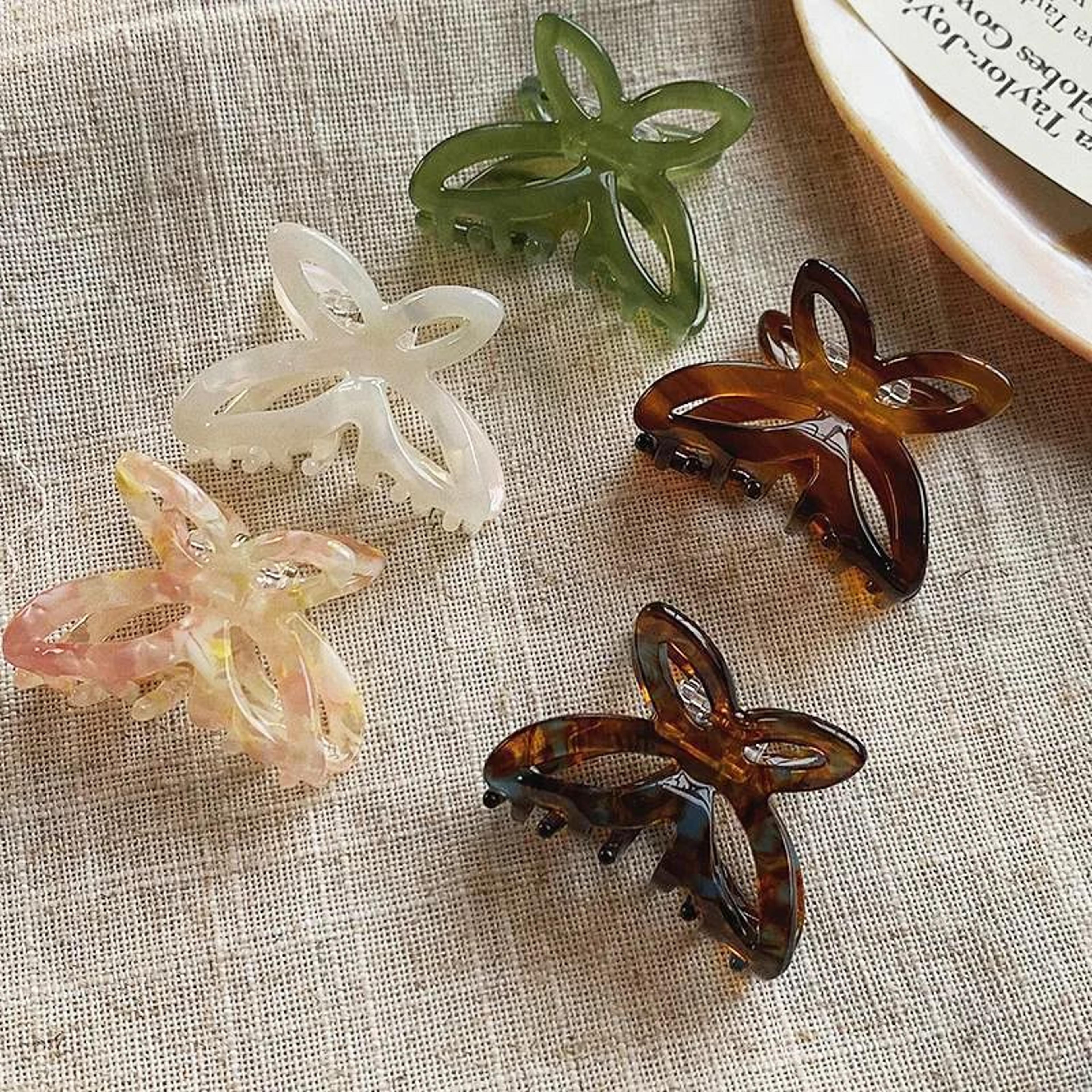retro french butterfly jelly hair claw clip for women
