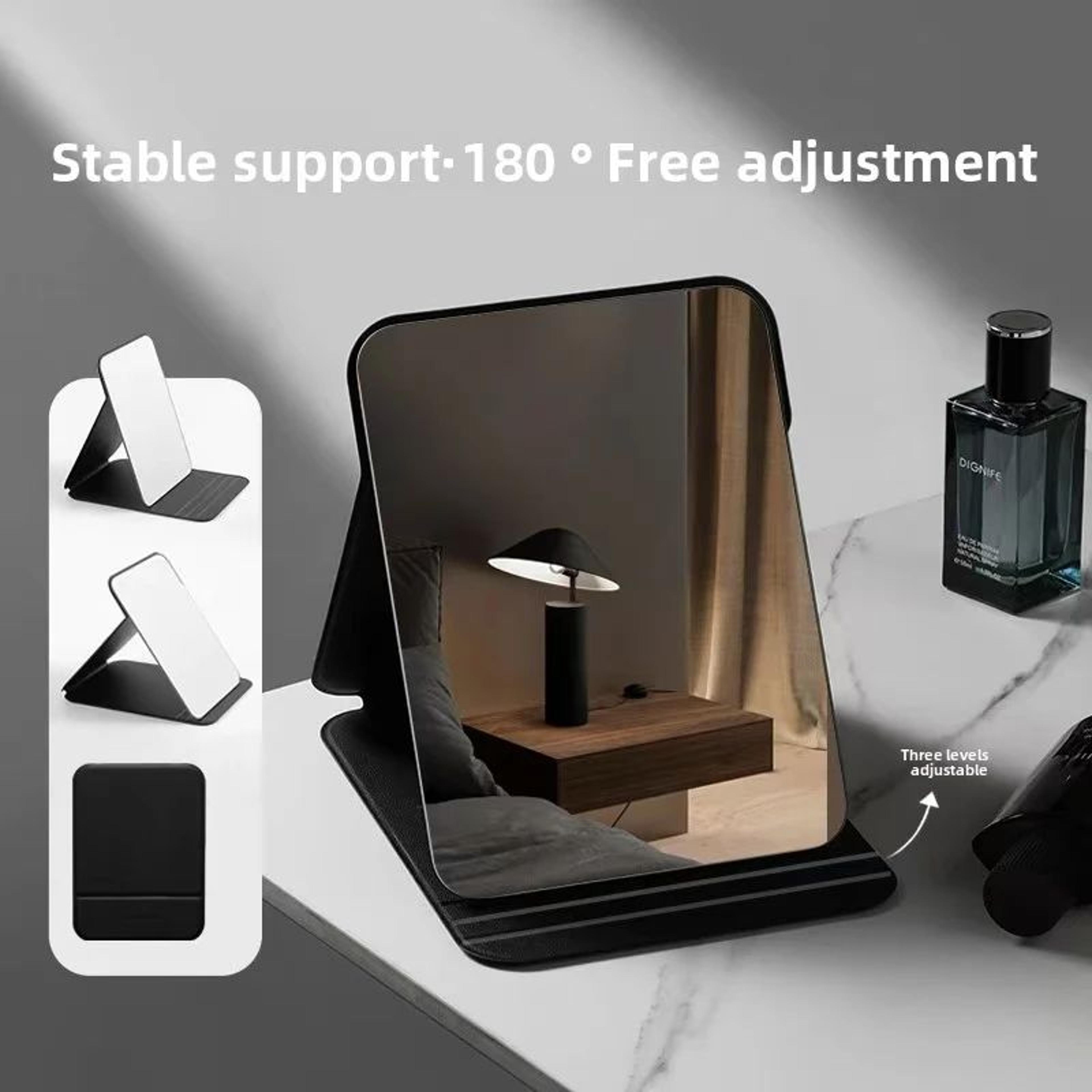 portable folding desktop makeup mirror with storage