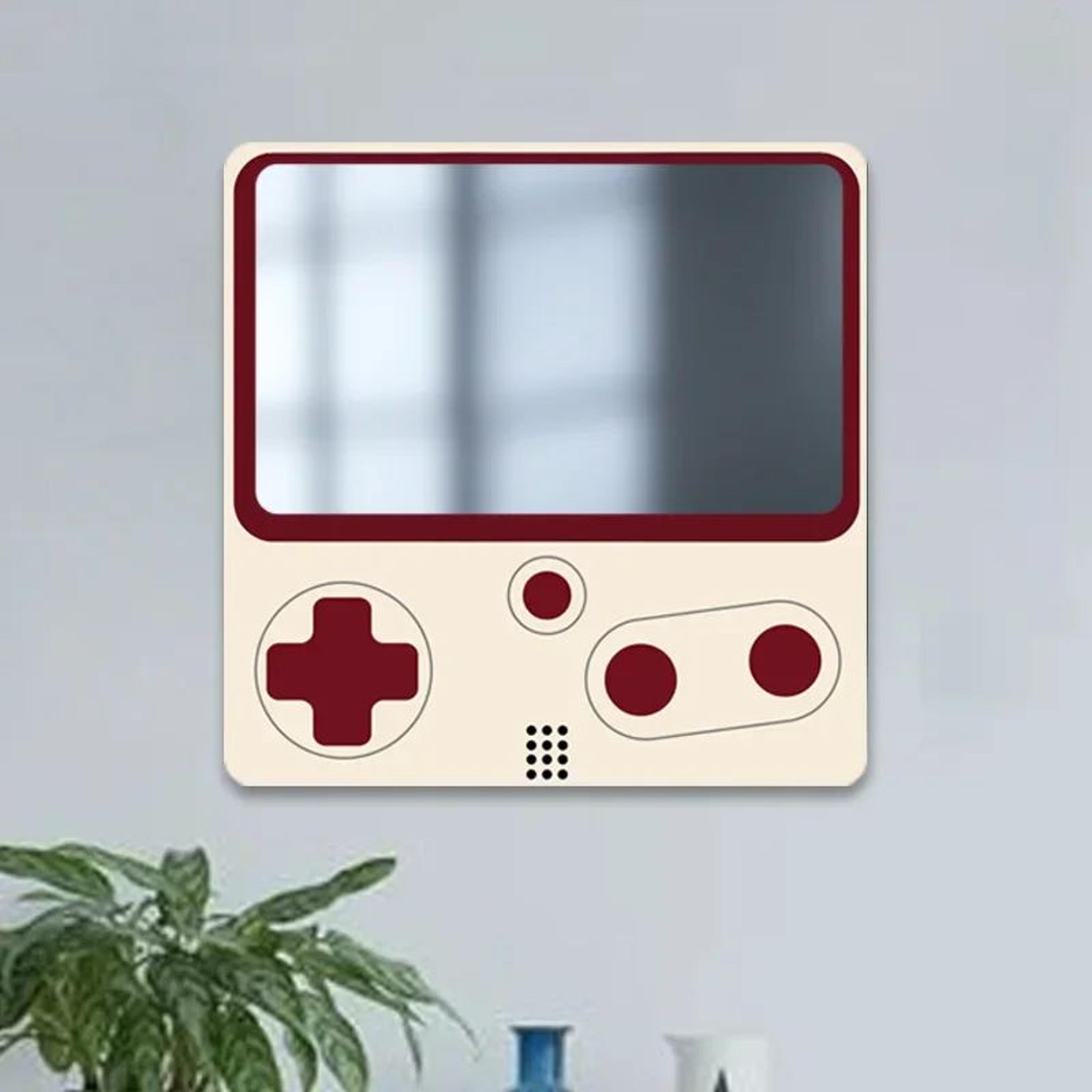 20cm game console pattern self adhesive wall mirror