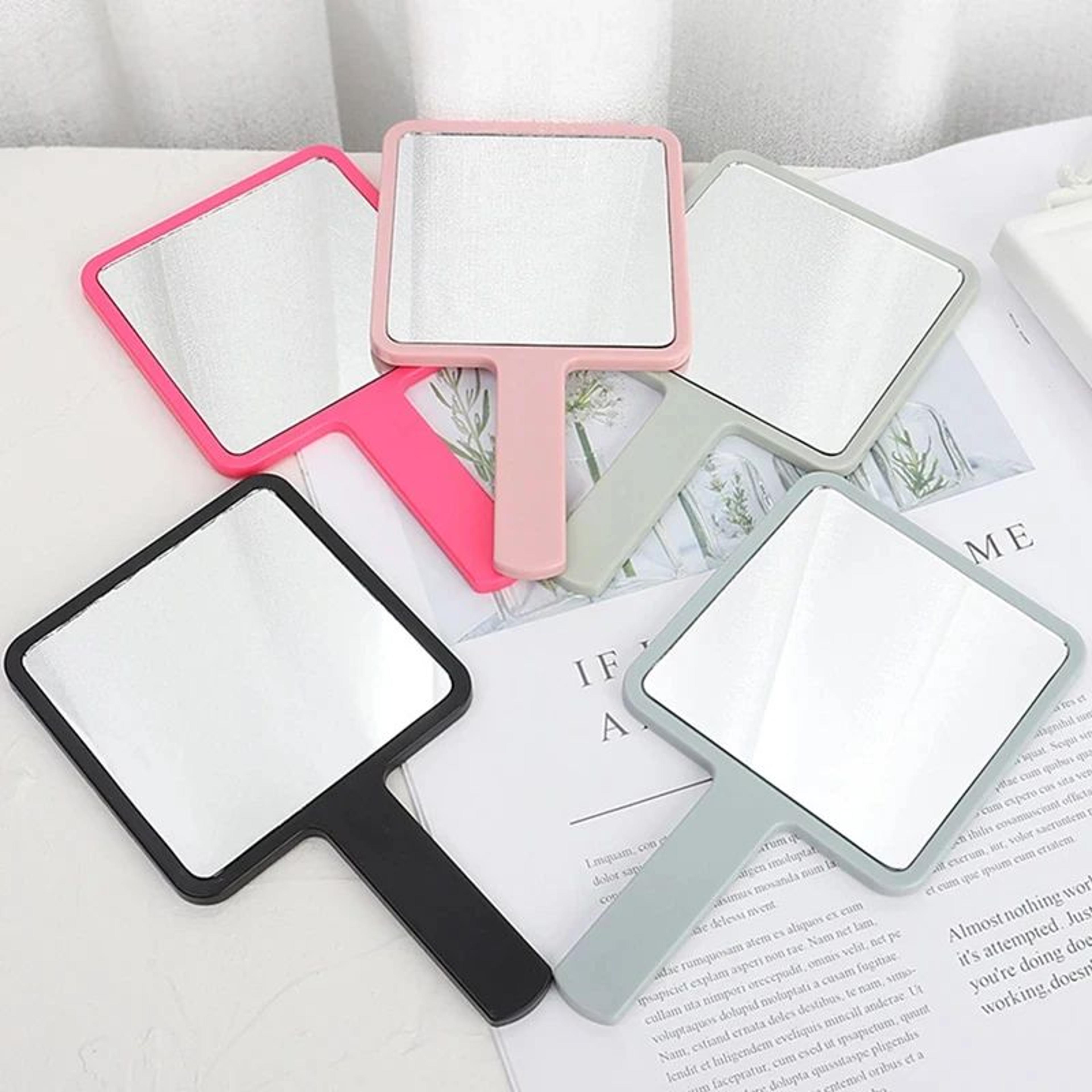 square handheld makeup mirror with easy grip handle