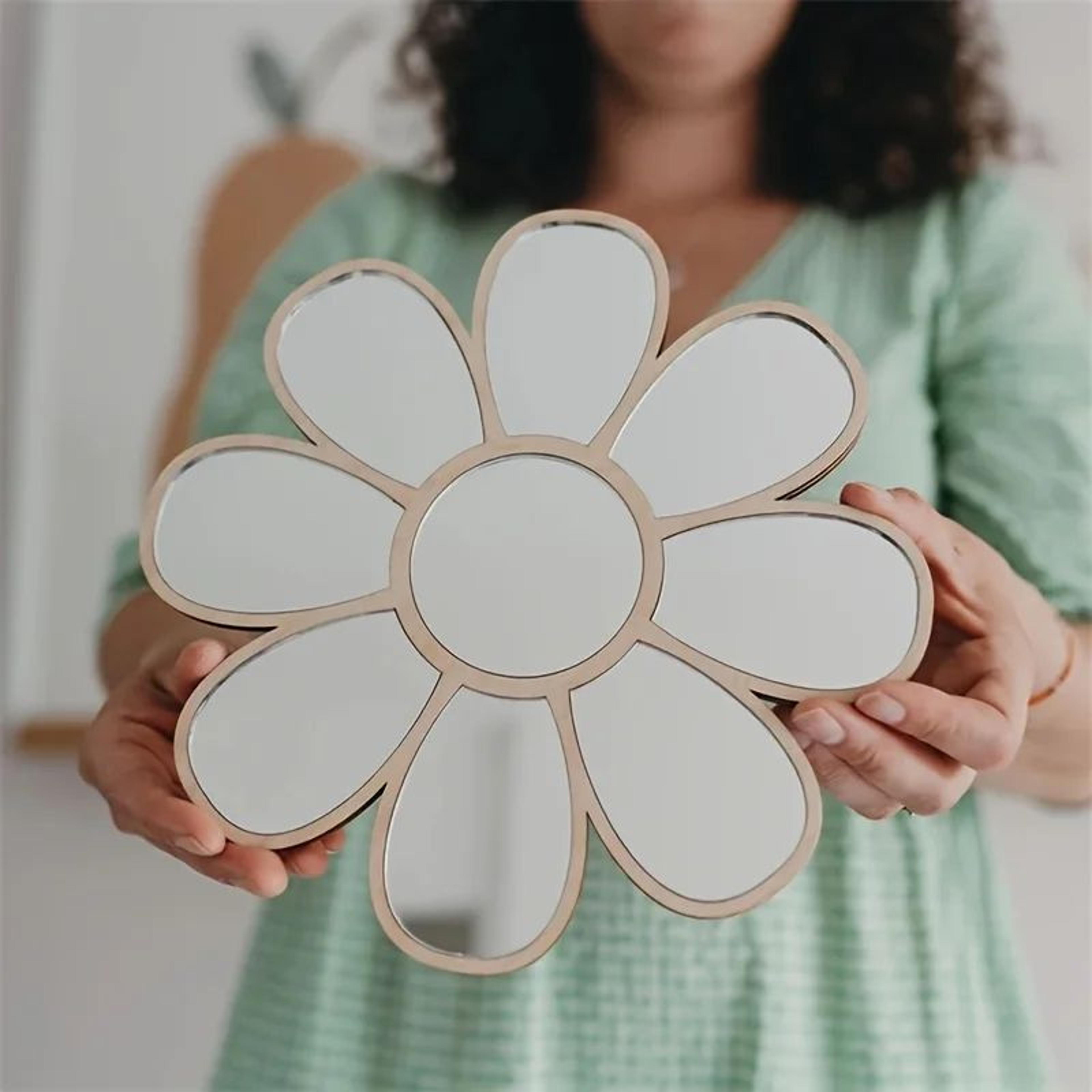 nordic wooden acrylic daisy decorative wall mirror