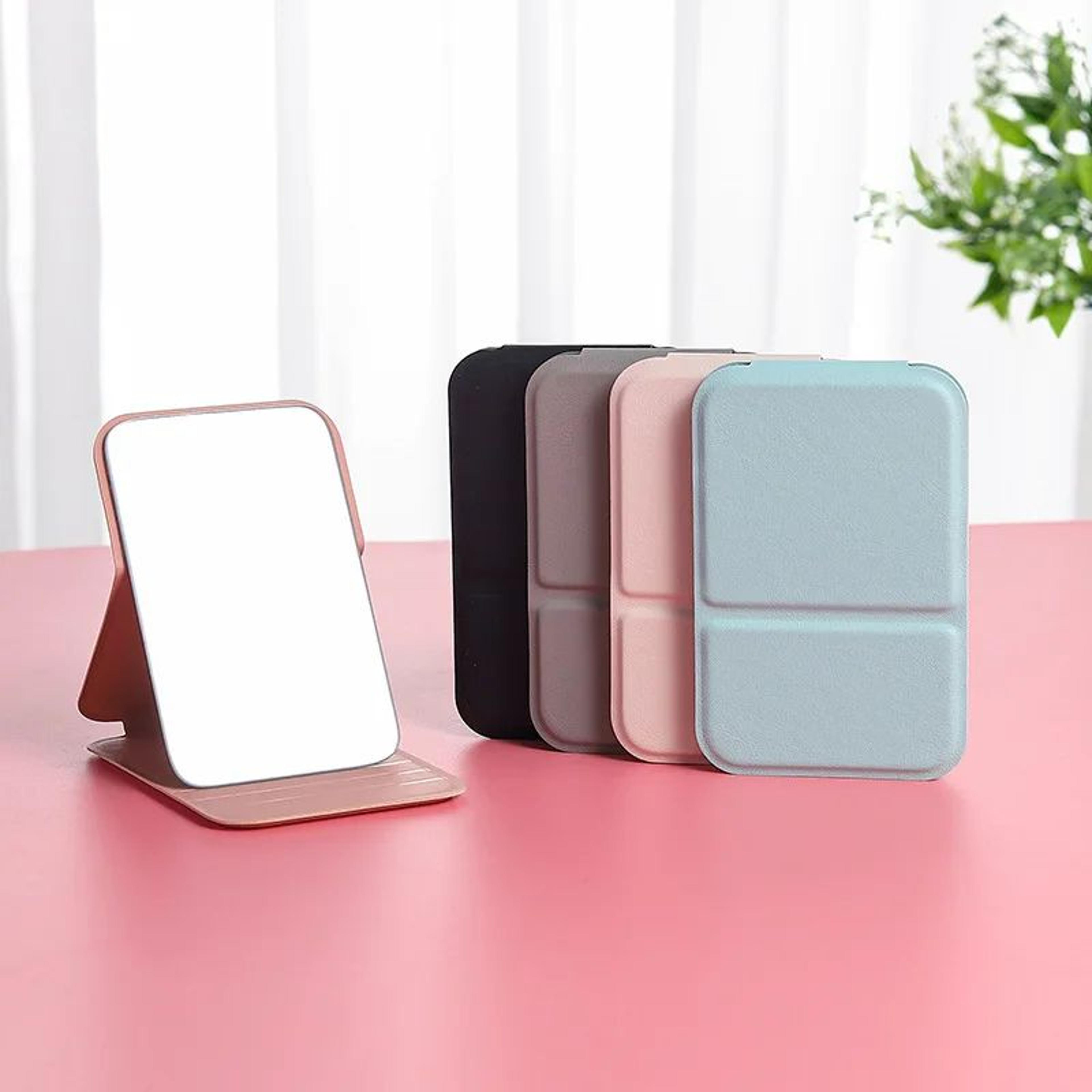 foldable pu leather desktop portable makeup mirror