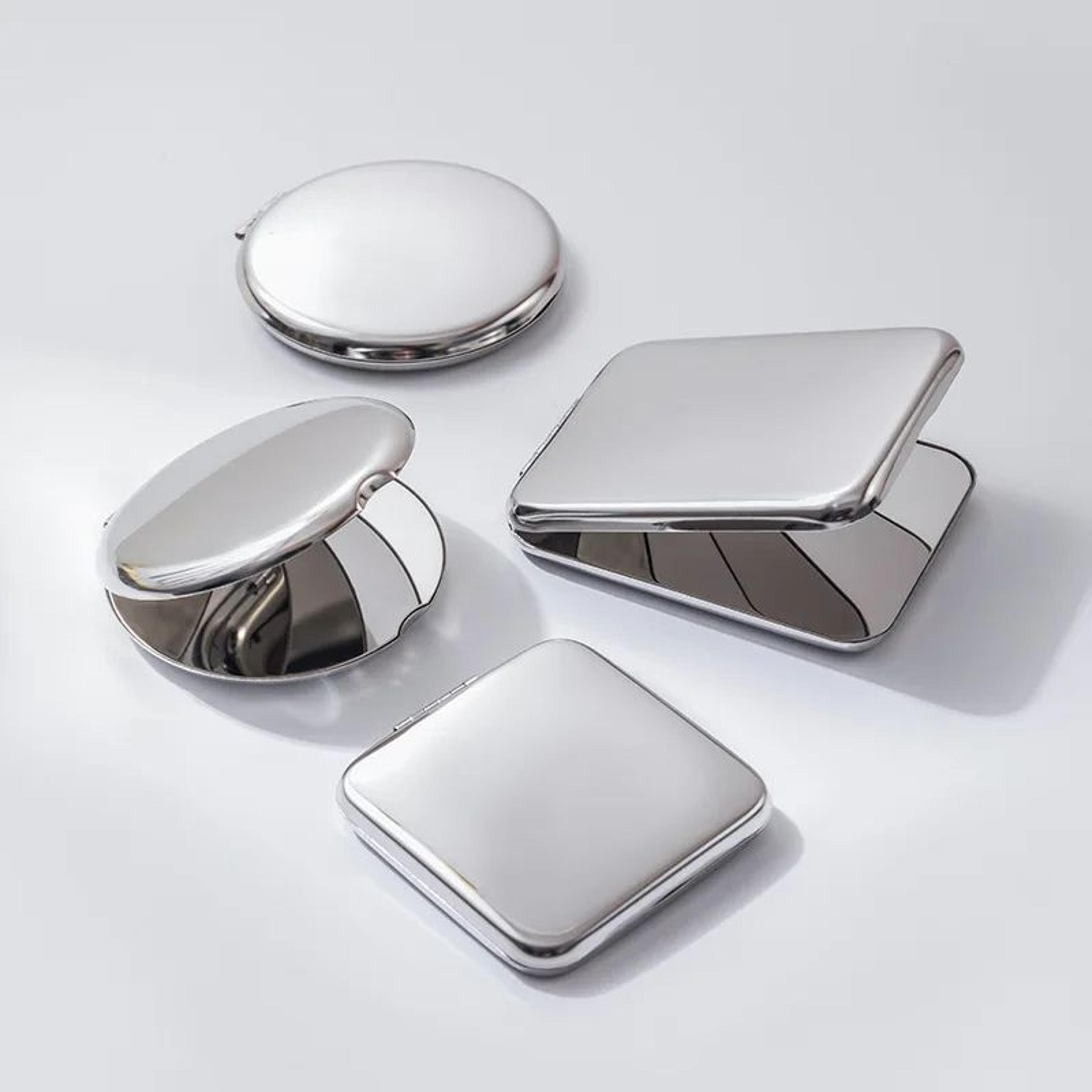 foldable stainless steel double sided pocket makeup mirror