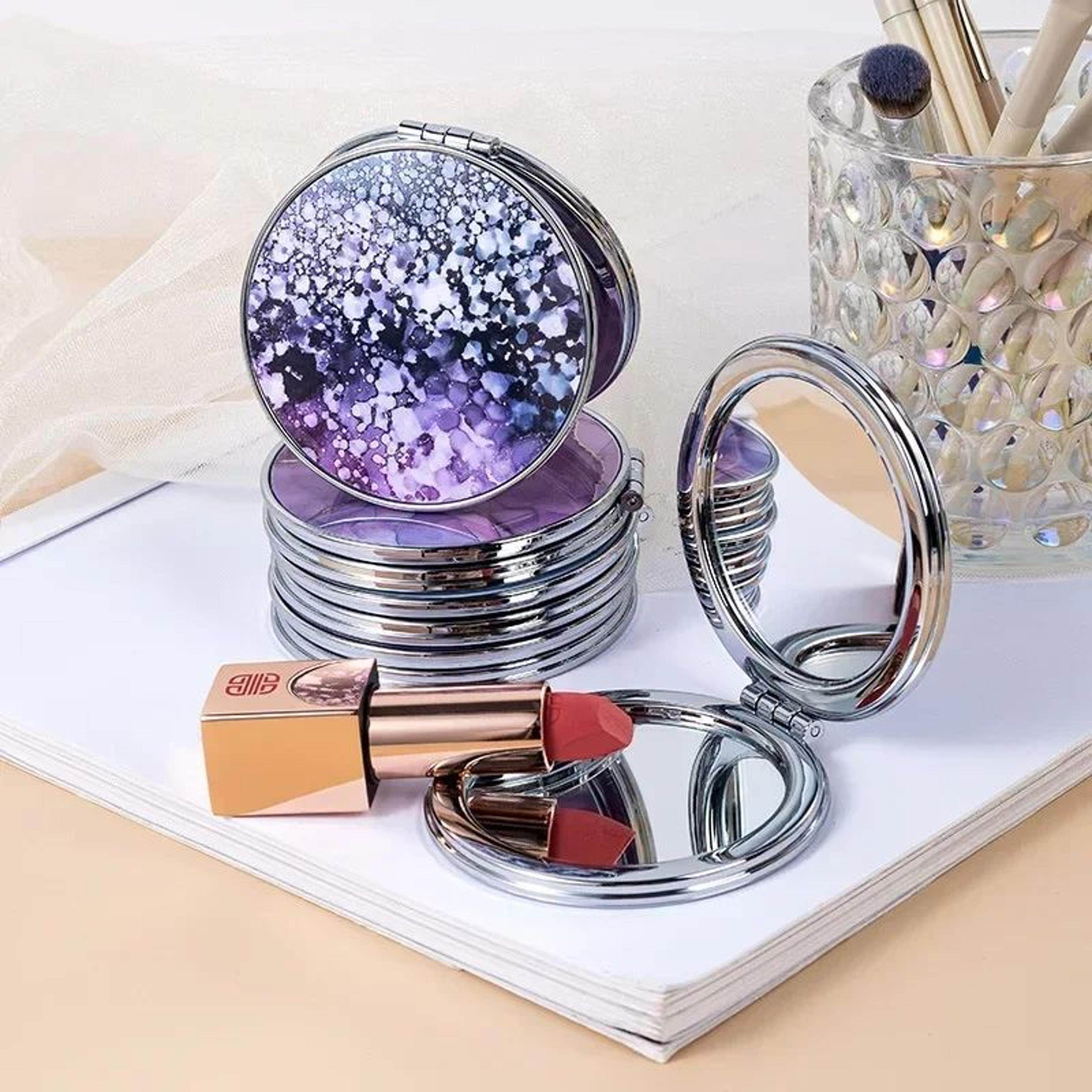 vintage stripe mini compact portable makeup mirror