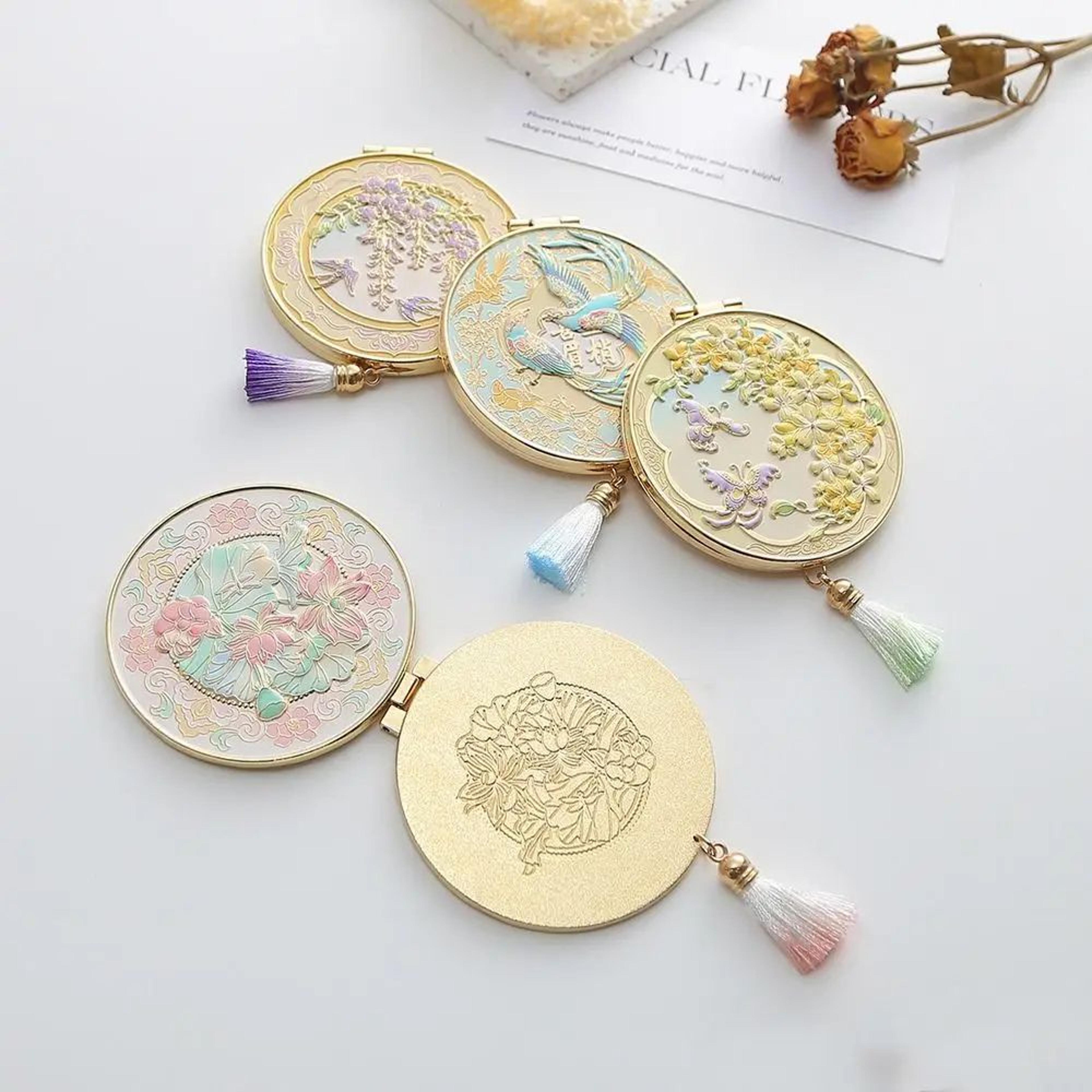 elegant metal folding portable cosmetic makeup mirror