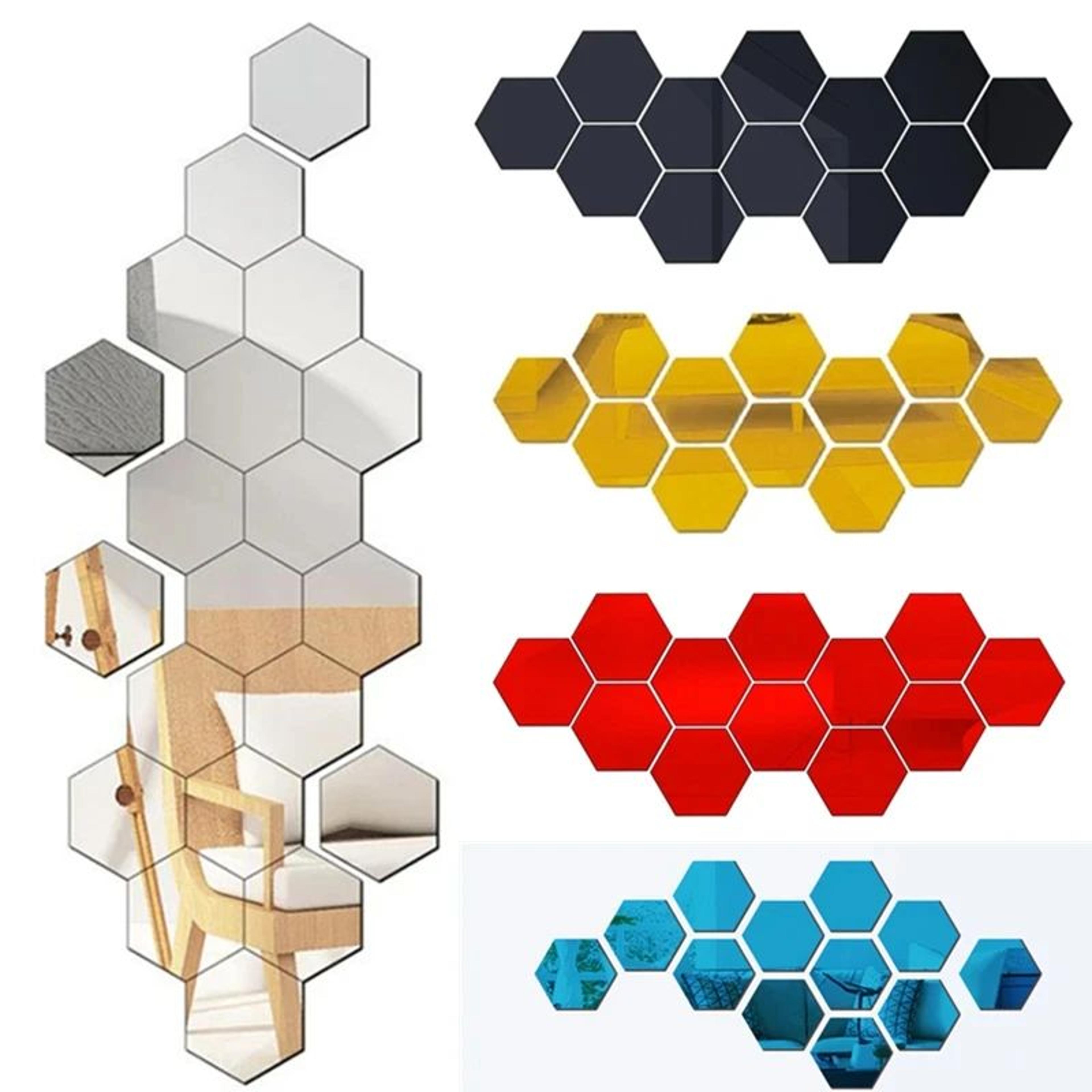 3d hexagon self adhesive mirror wall sticker set