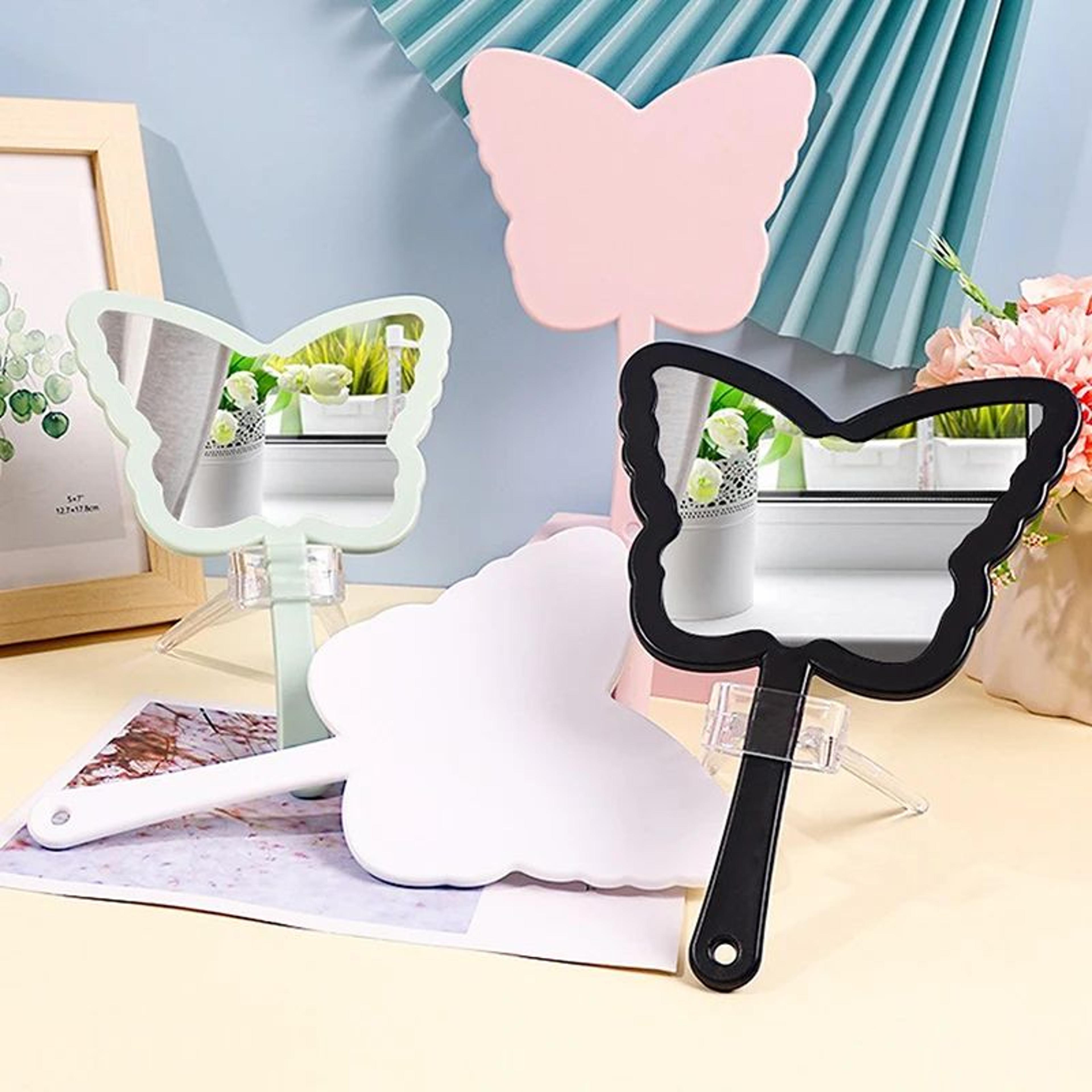 butterfly shaped handheld eyelash extension makeup mirror