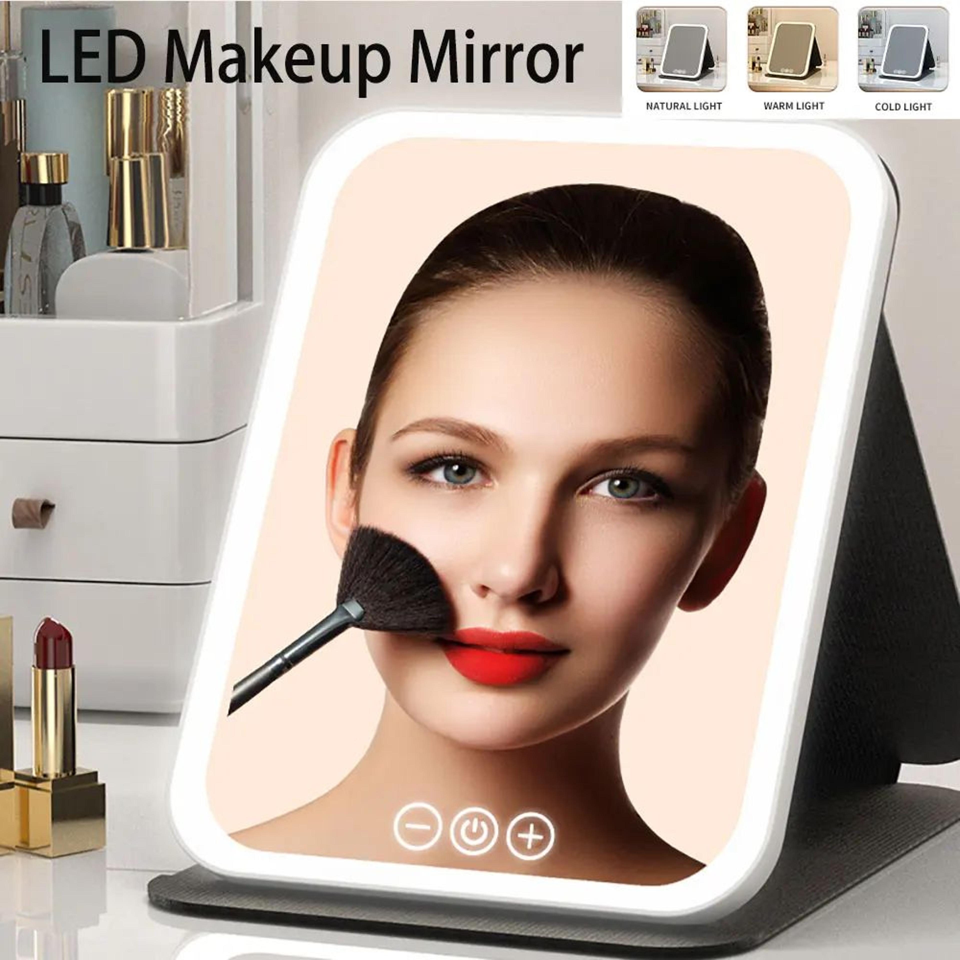 rechargeable dimmable led cosmetic folding makeup mirror