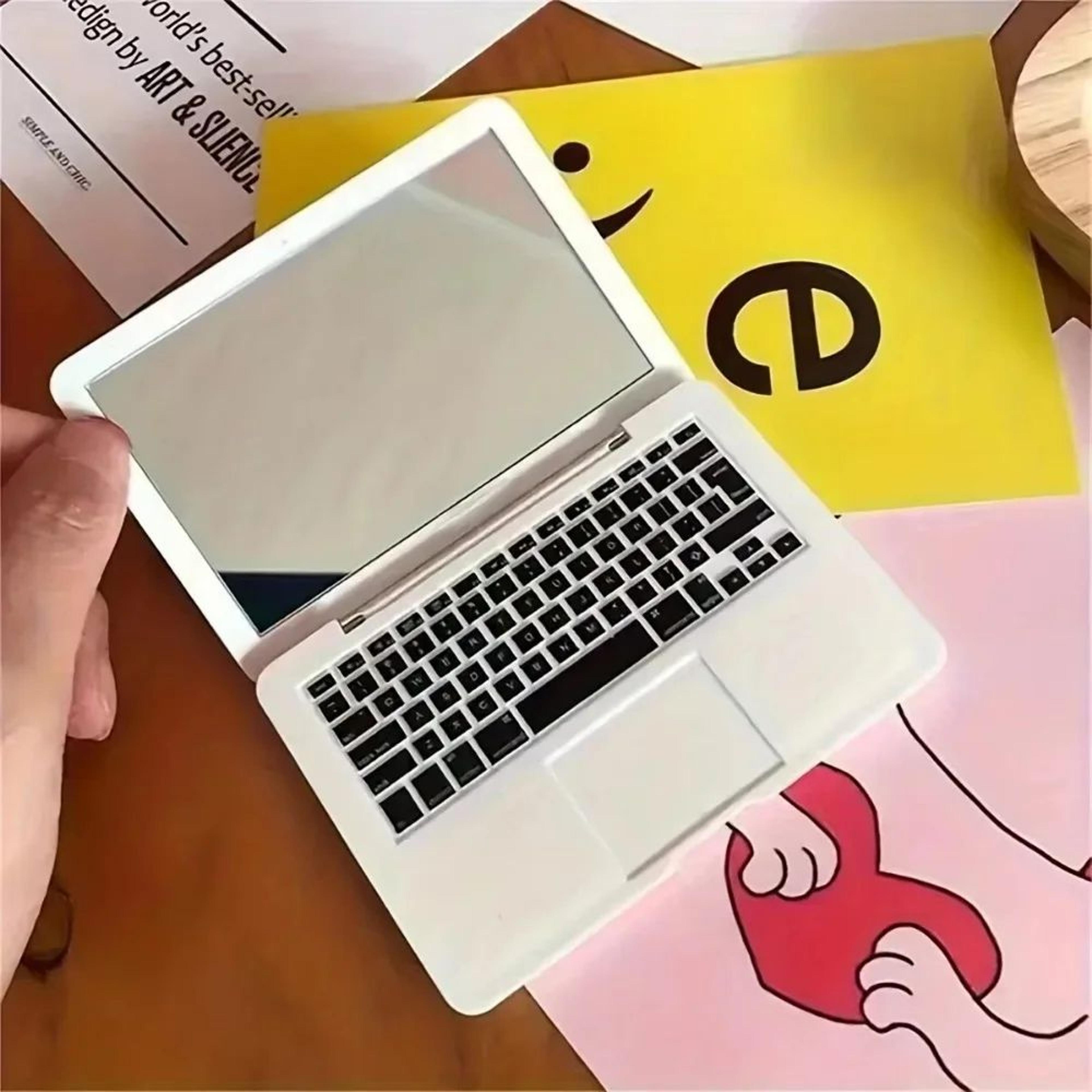 mini laptop shaped foldable pocket makeup mirror