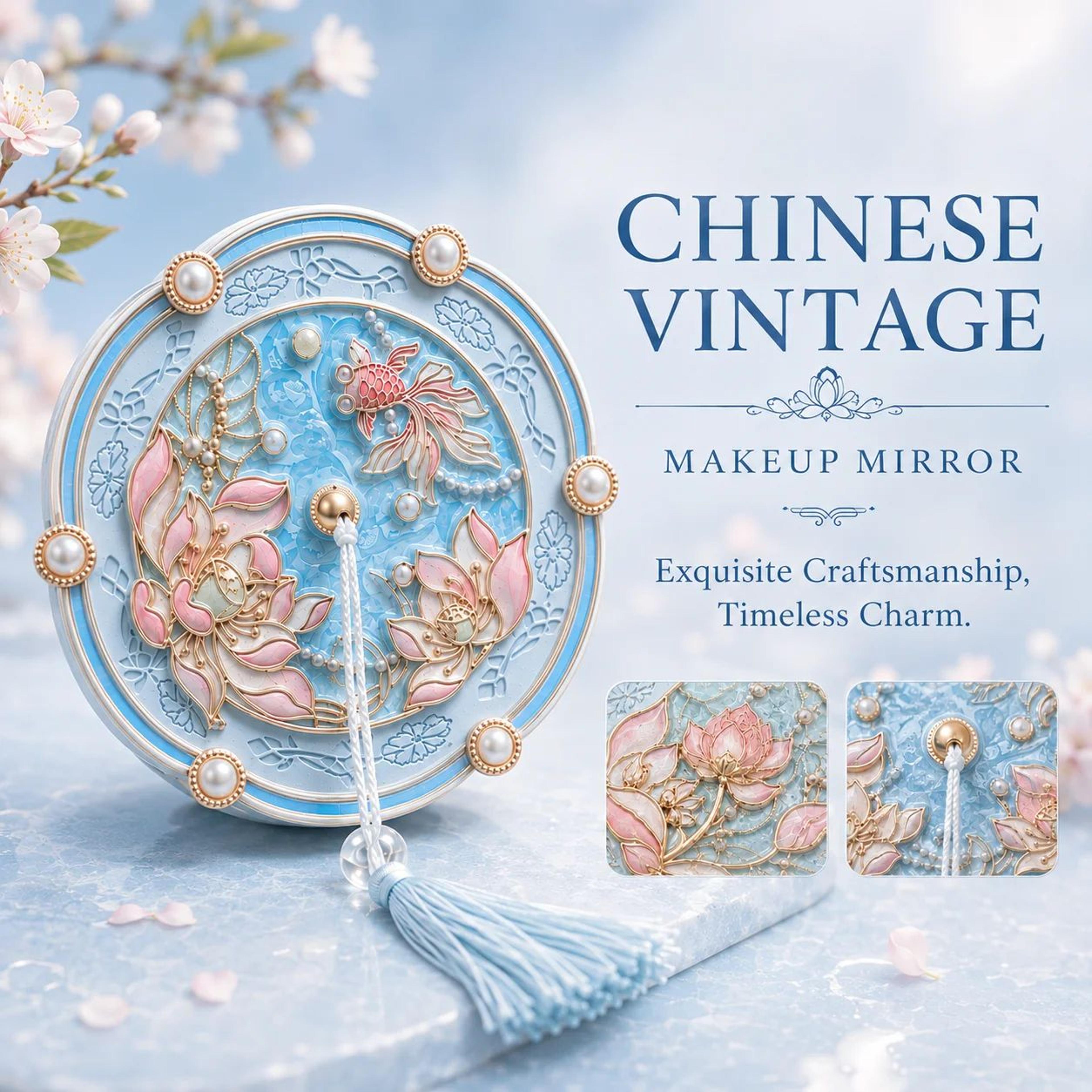 ancient chinese style portable makeup mirror