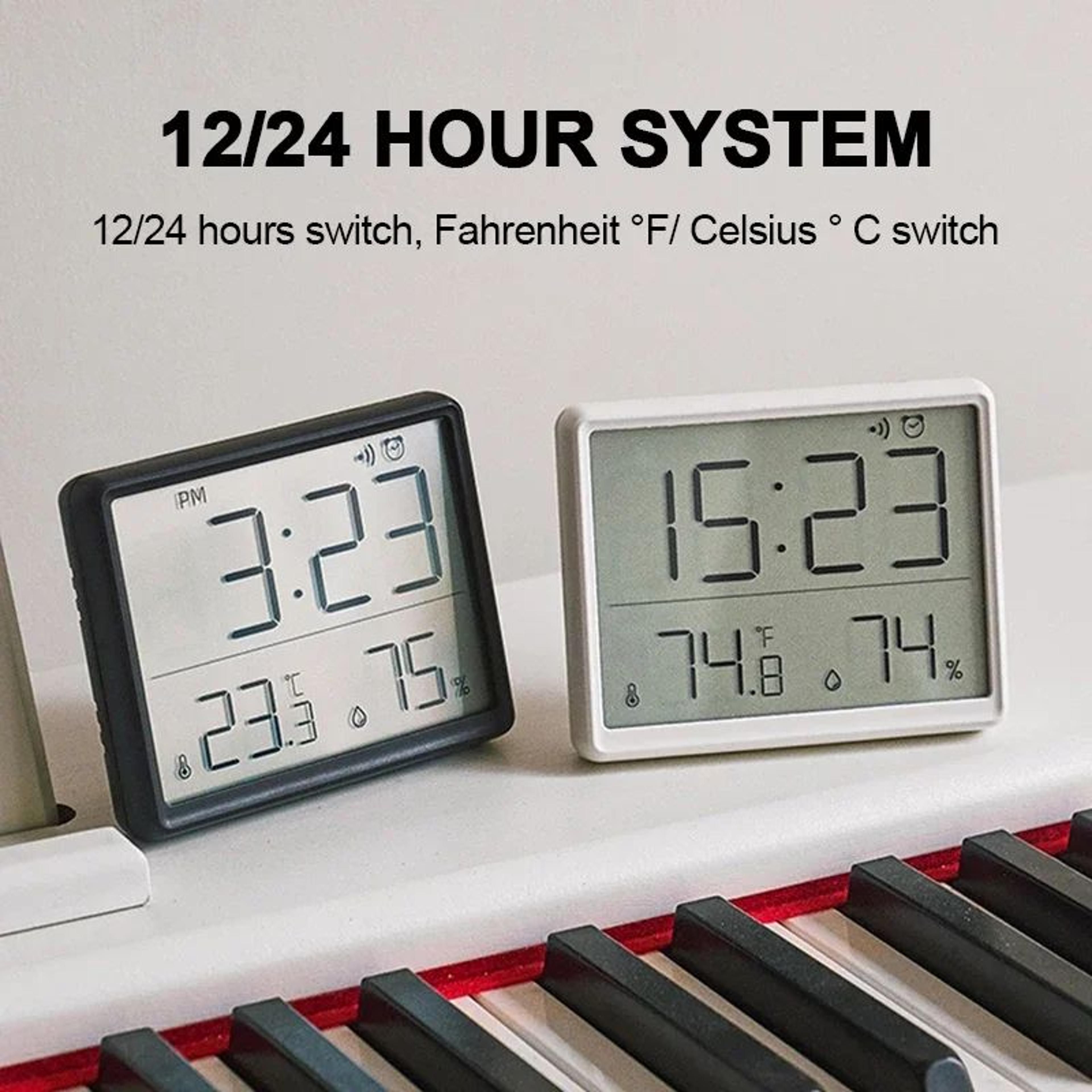 ultra thin lcd digital alarm clock with temperature and humidity display