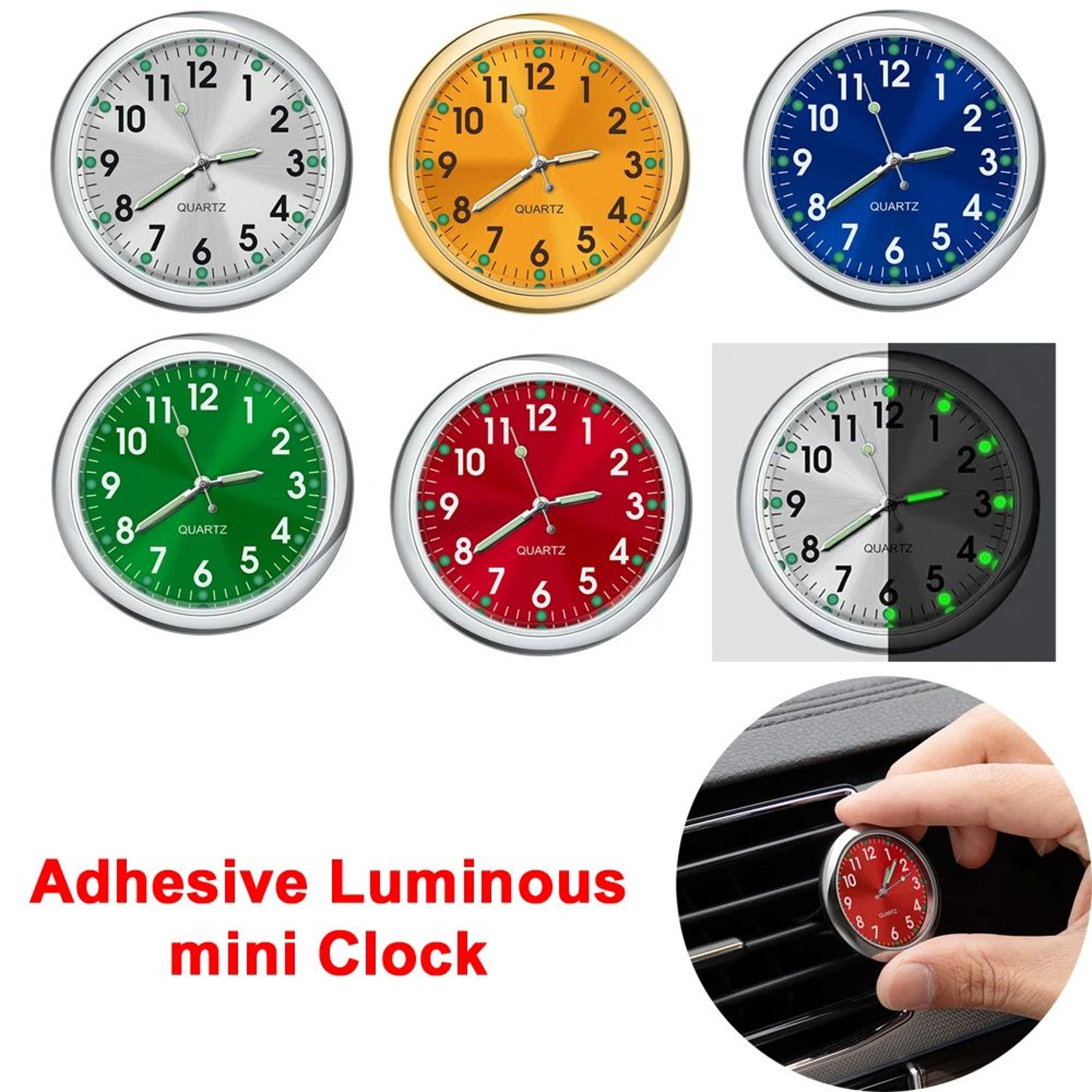 mini adhesive luminous quartz clock for car and home