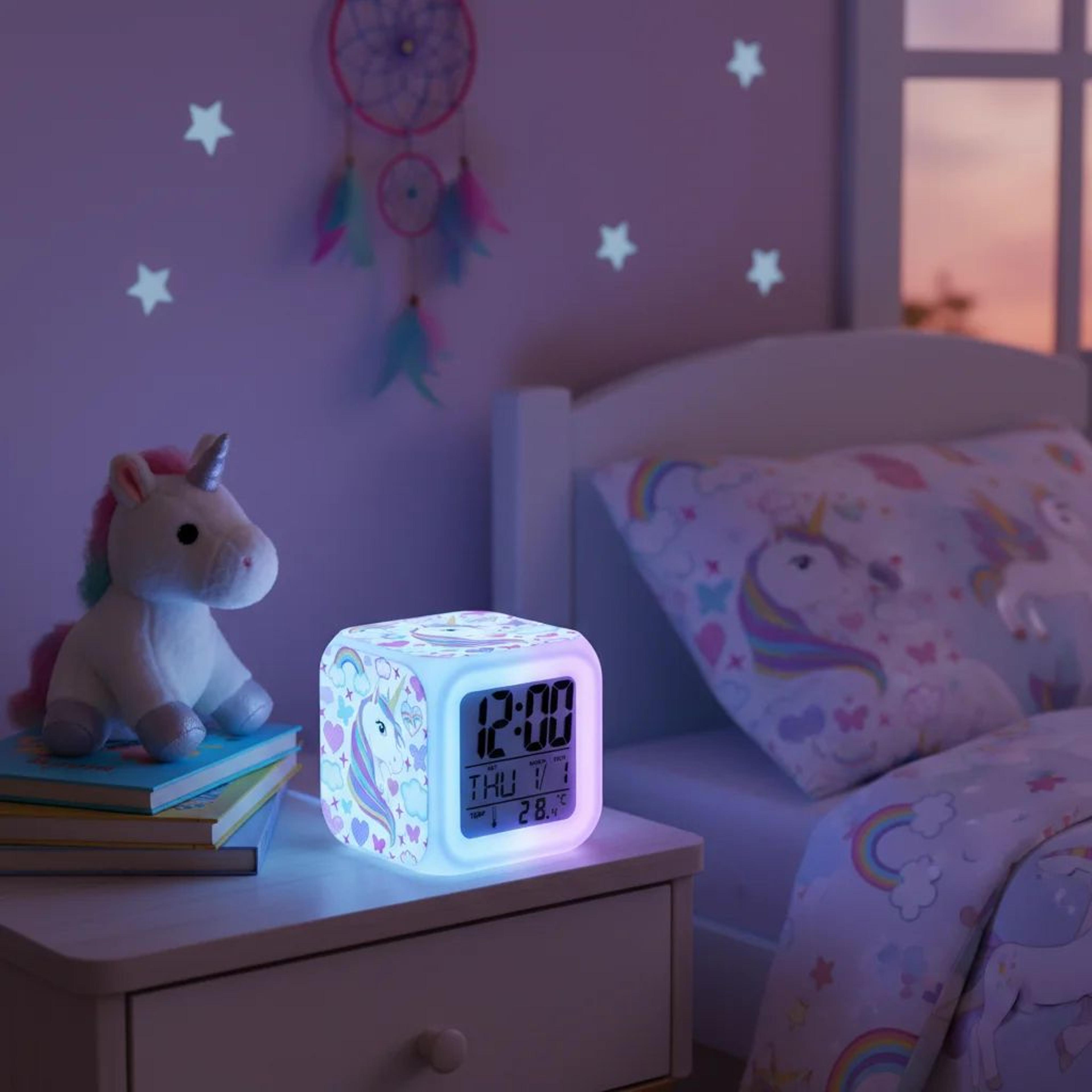7 in 1 kids led alarm clock with color changing night light