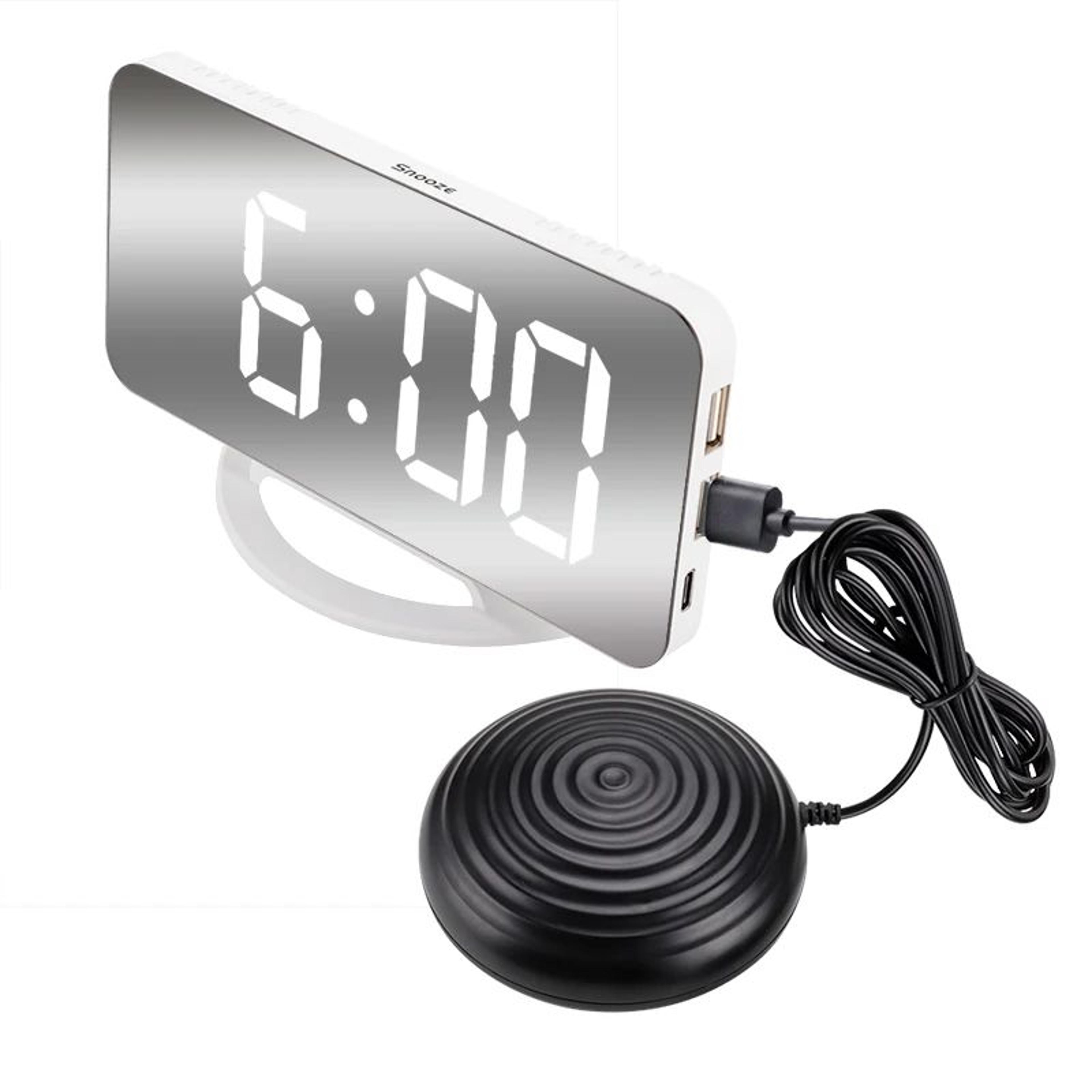 led mirror alarm clock with strong vibration shaker