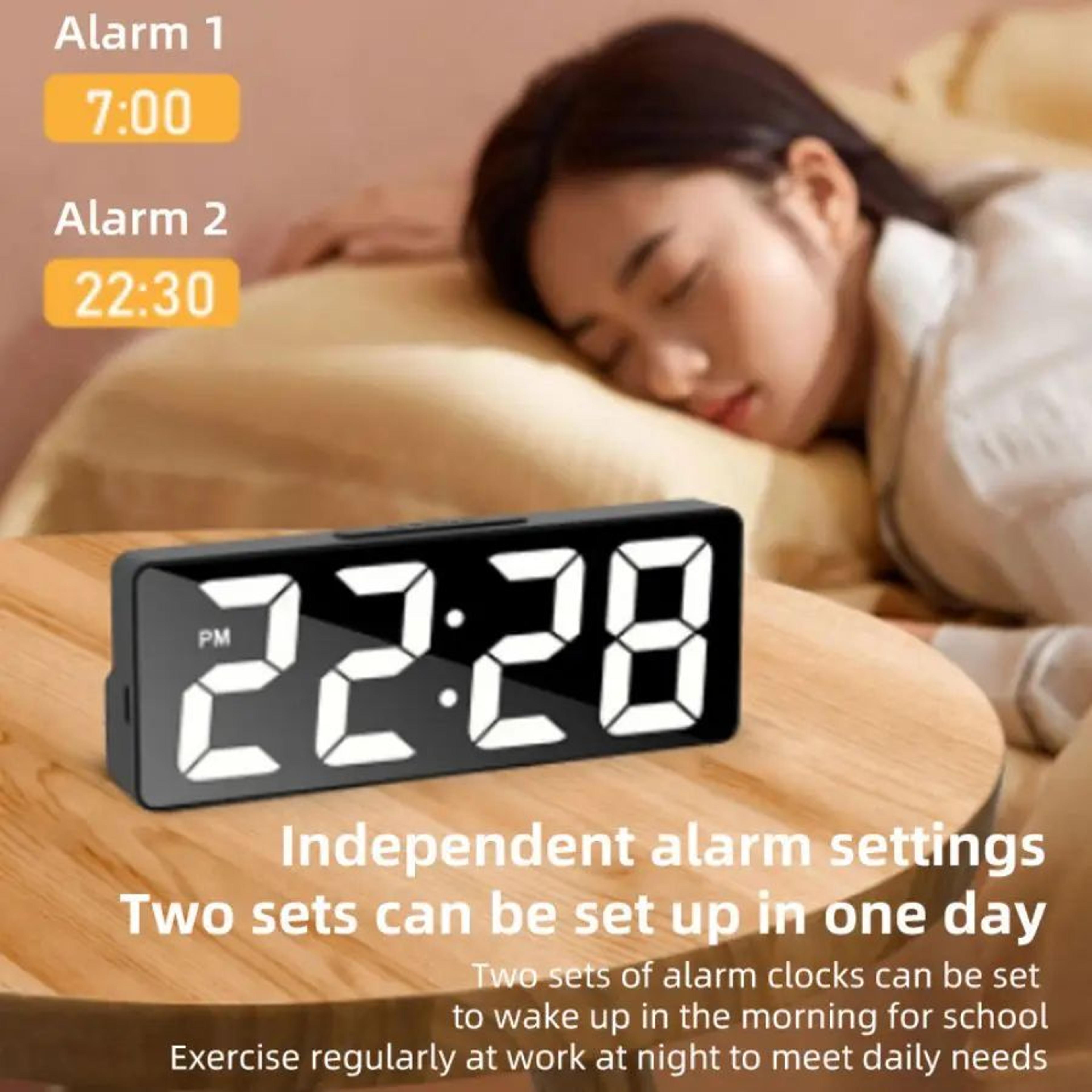 voice control led digital alarm clock with dual alarm