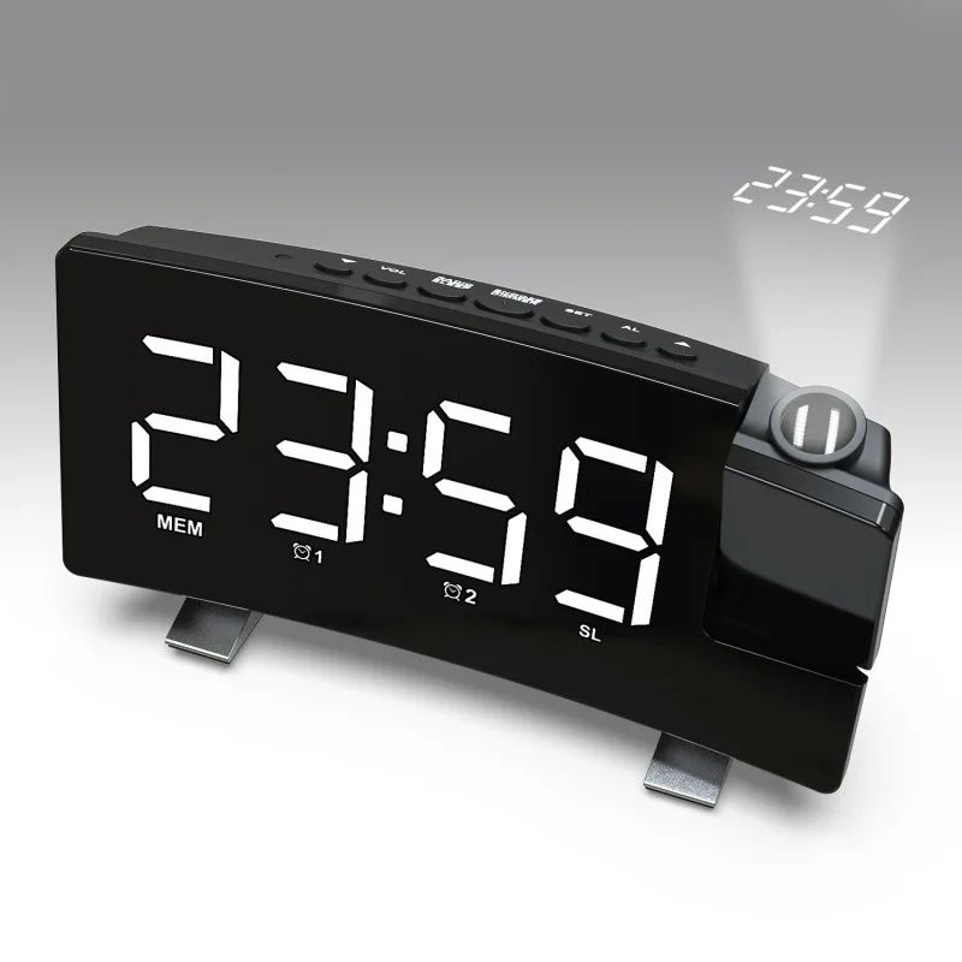 large led projection alarm clock with 180 degree projector