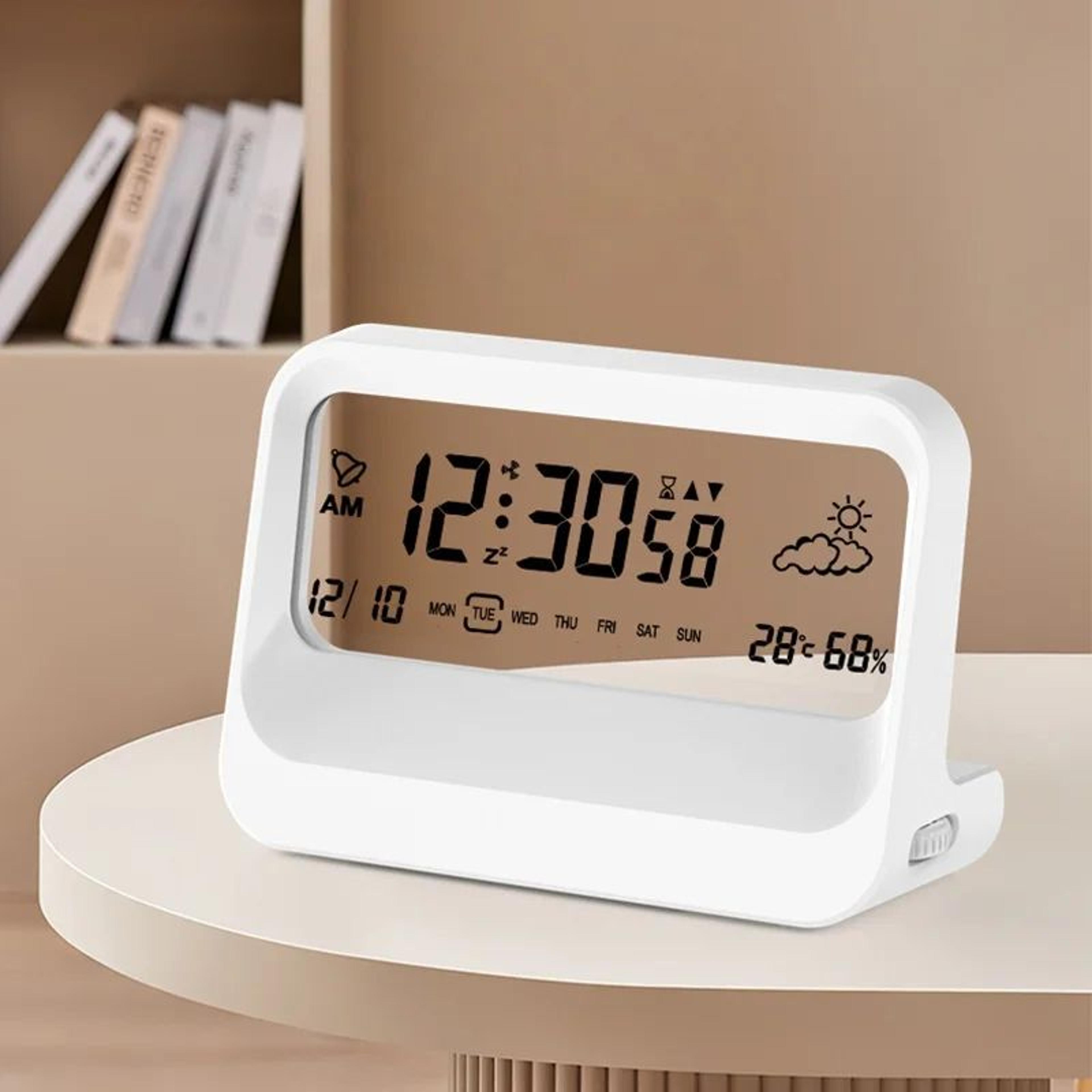digital lcd alarm clock with temperature humidity and countdown