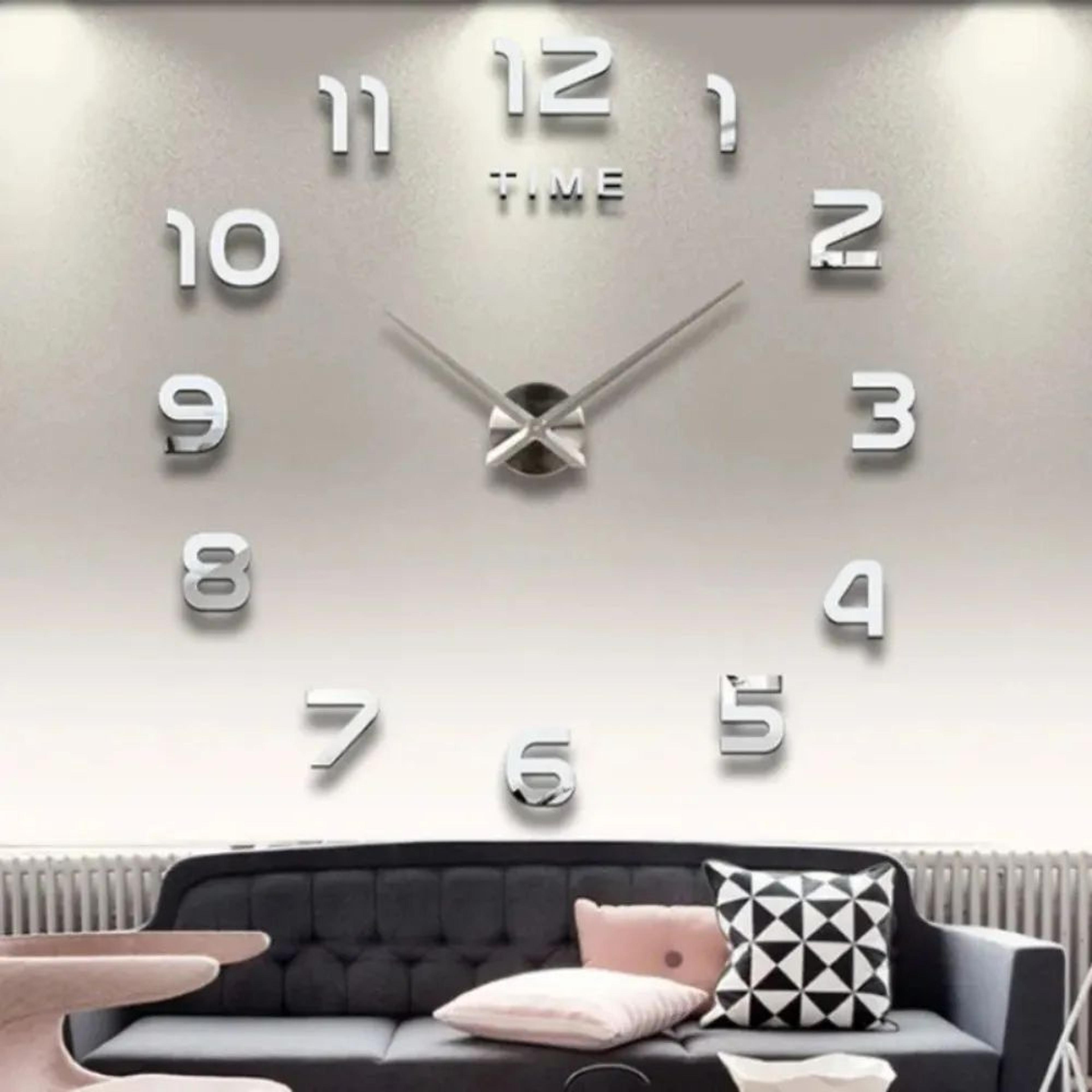 modern 3d diy acrylic mirror wall clock for home decor
