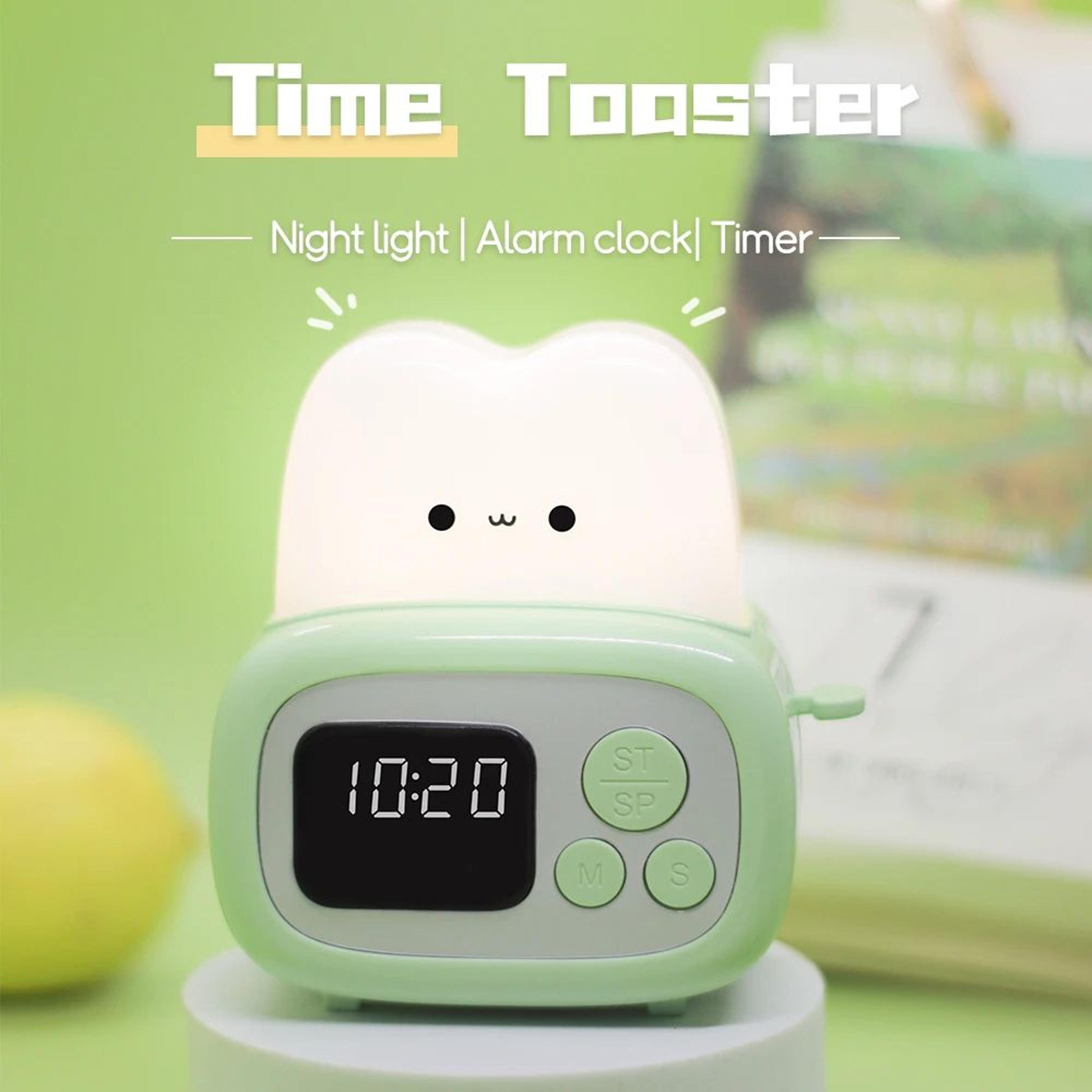 creative toaster led alarm clock with night light and timer