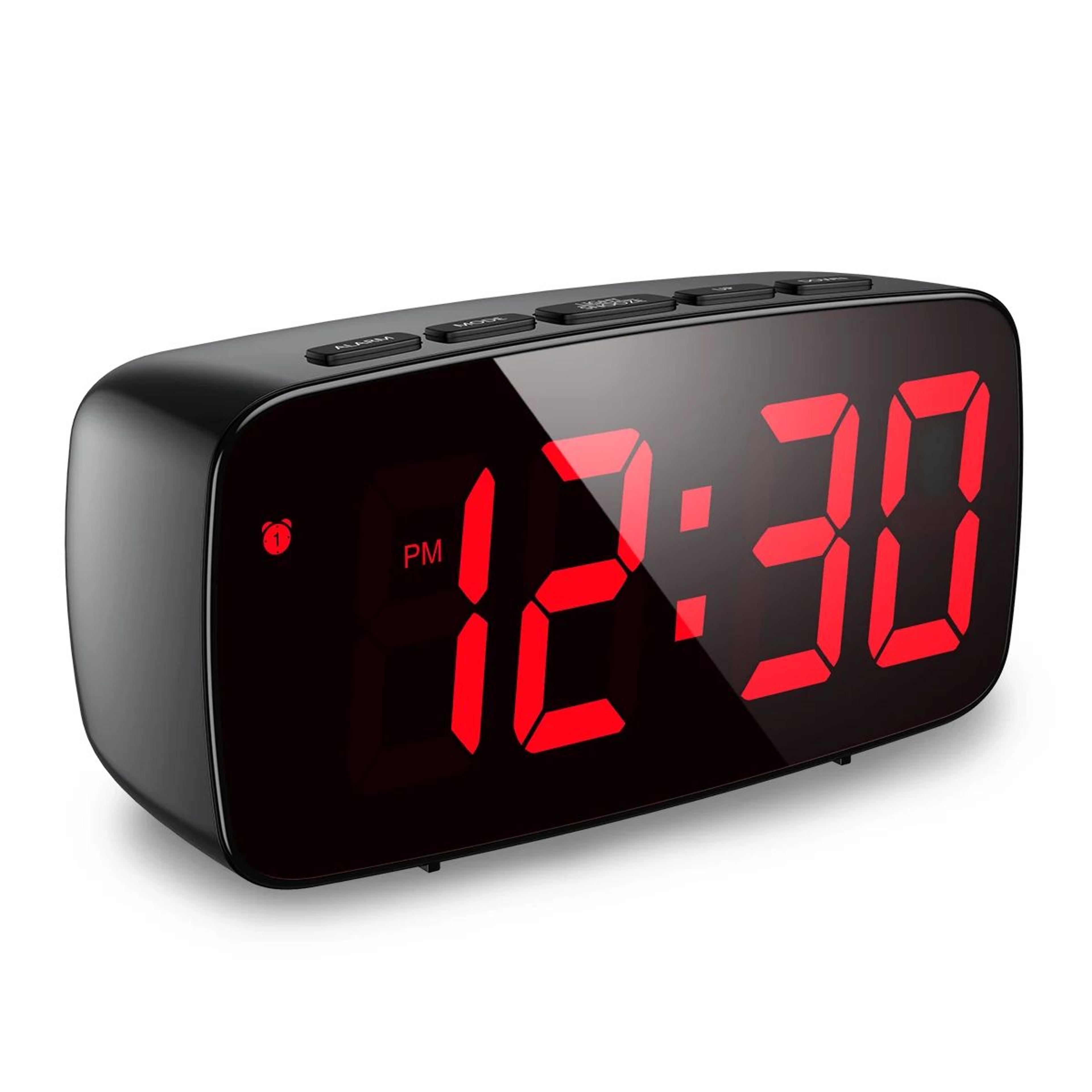 led digital alarm clock with voice control temperature and snooze