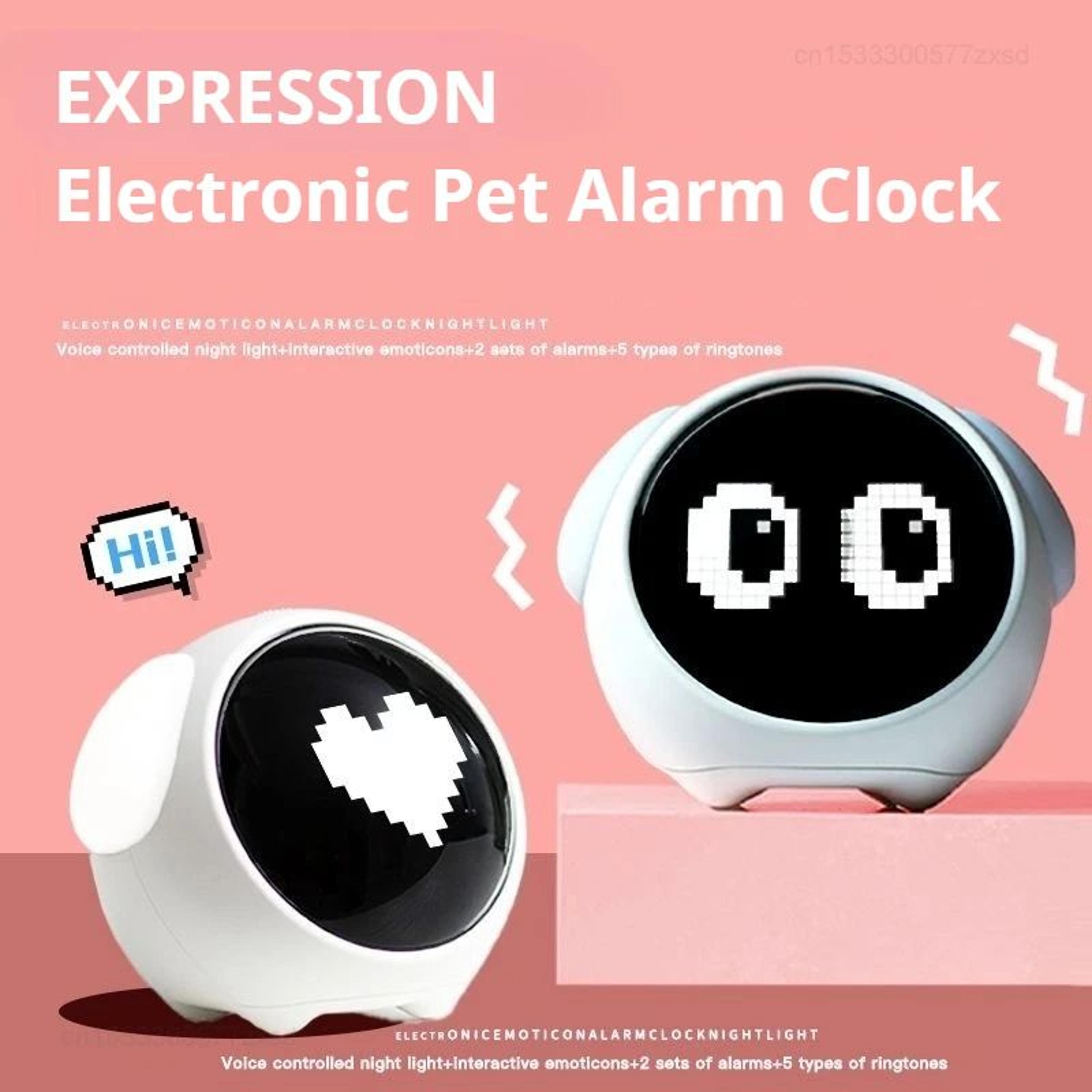 cute kids digital alarm clock with light and emotion display