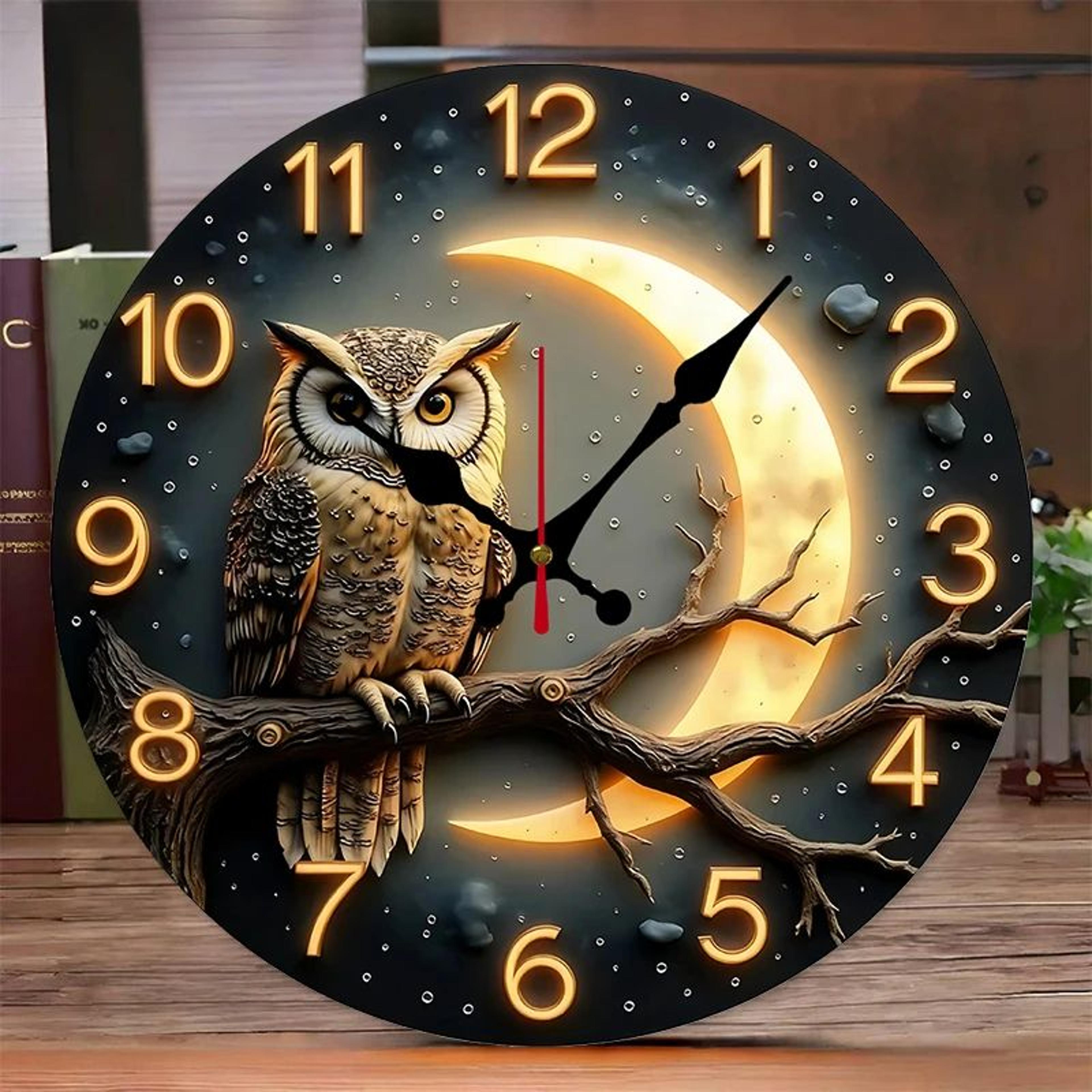 moonlight wooden round silent wall clock for home decor
