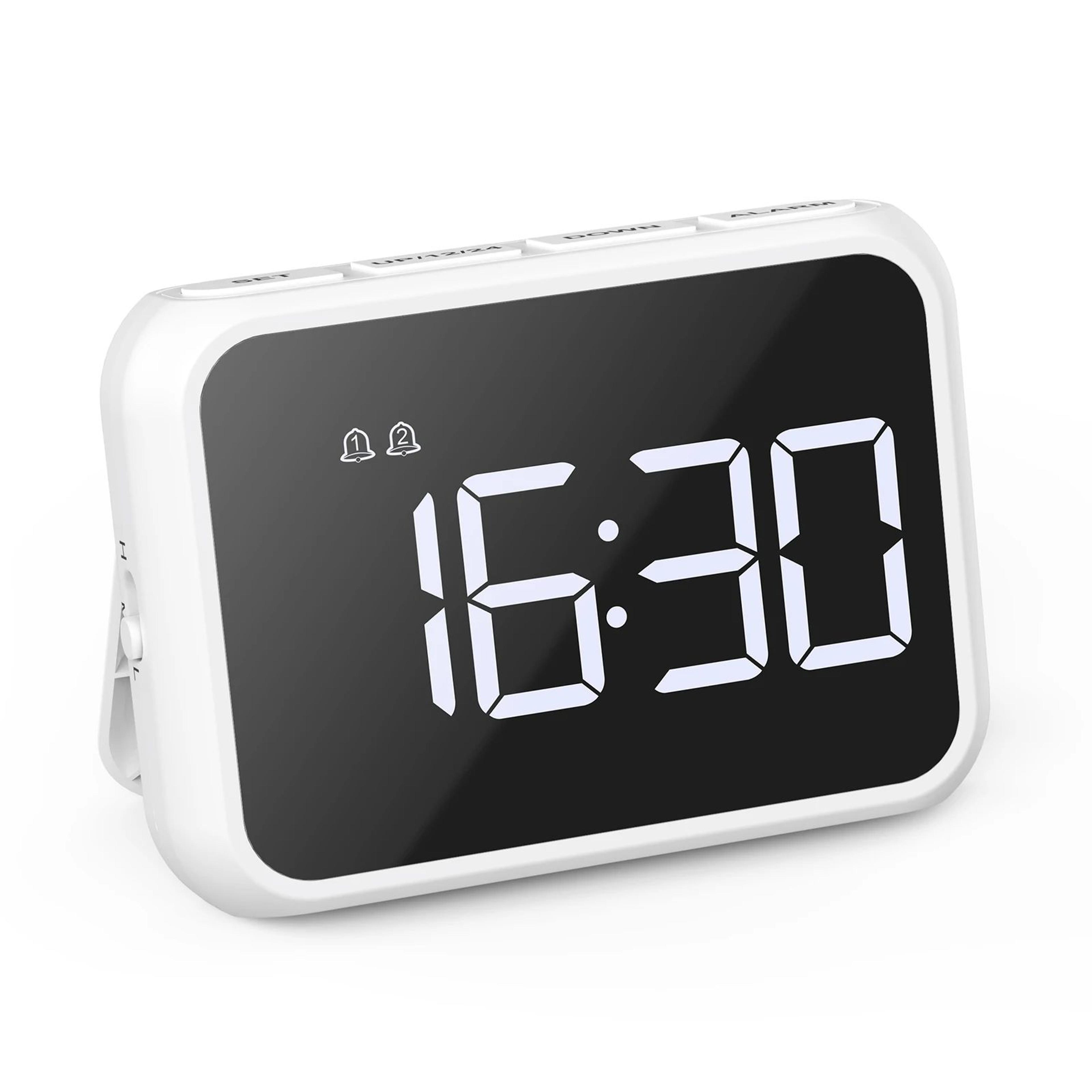 mini led mirror digital alarm clock with snooze and usb charging