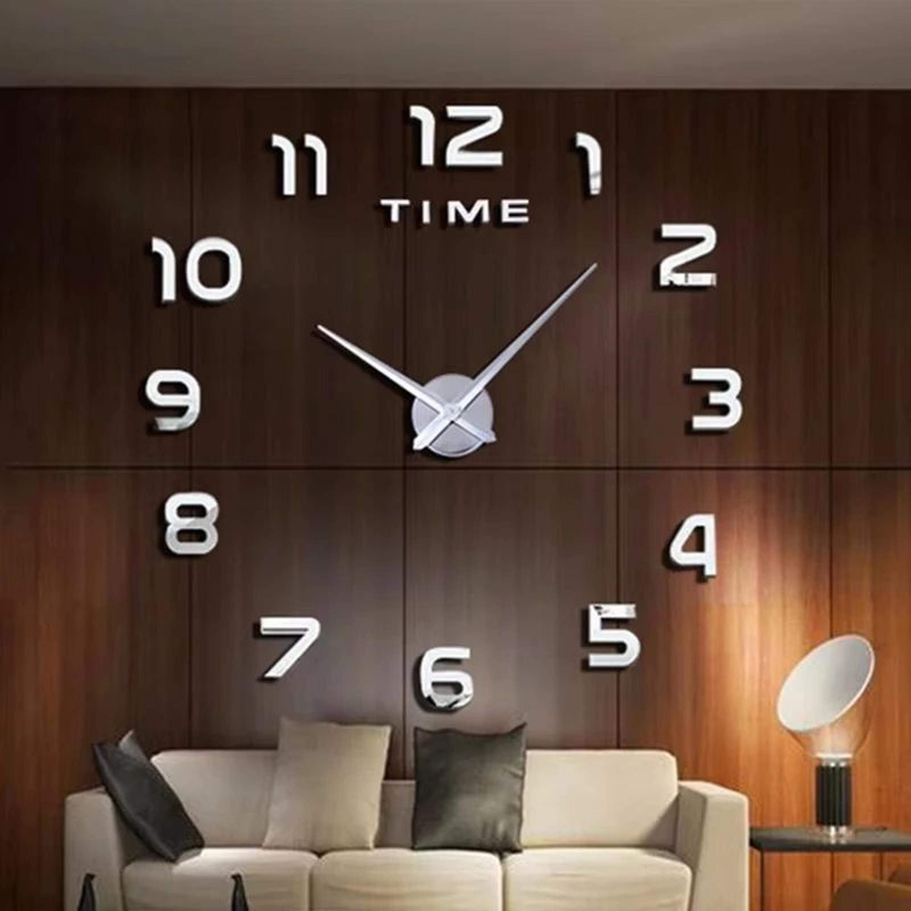 modern 3d diy acrylic mirror wall clock for living room decor