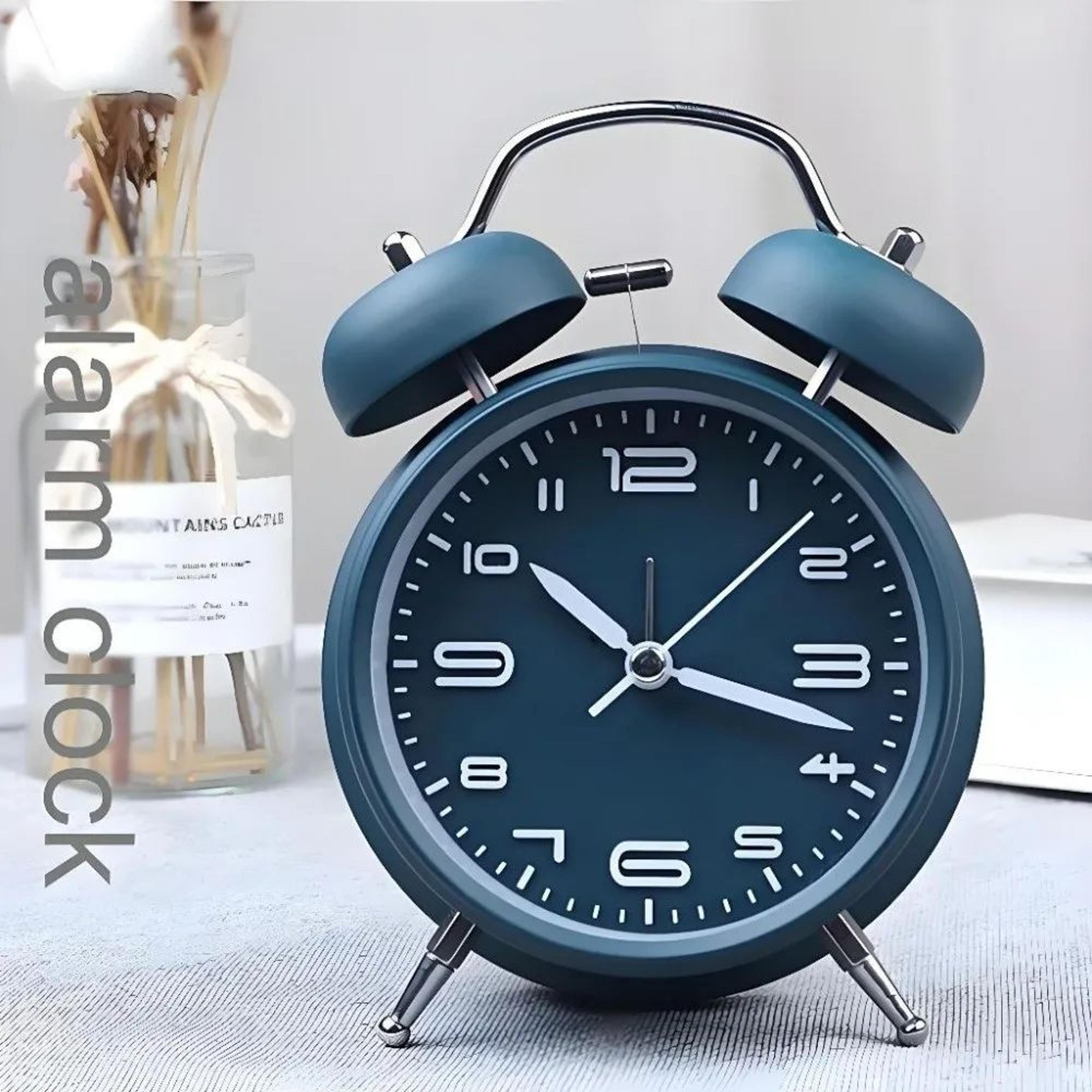 retro twin bell loud alarm clock with luminous silent design