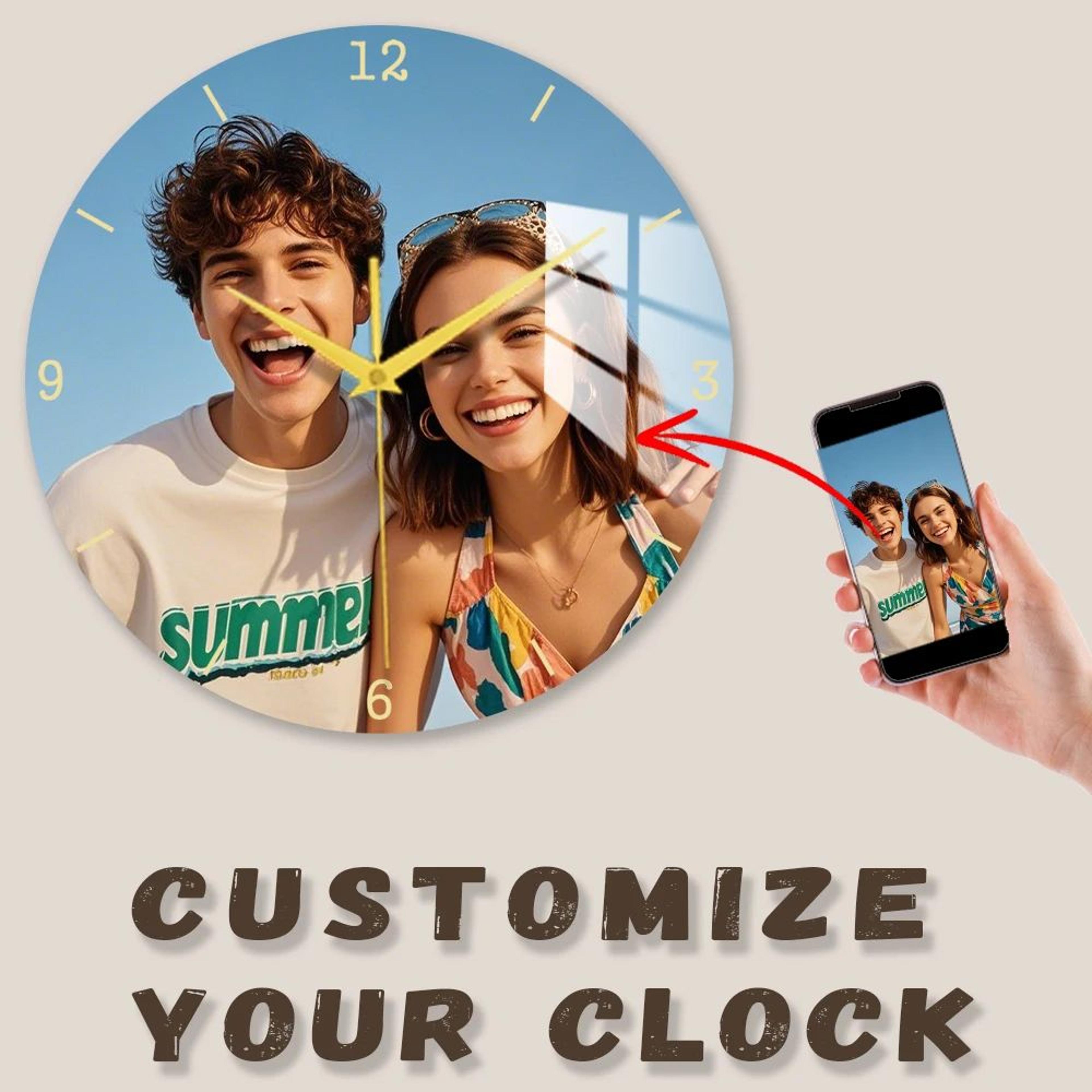 custom photo art wall clock with silent quartz movement