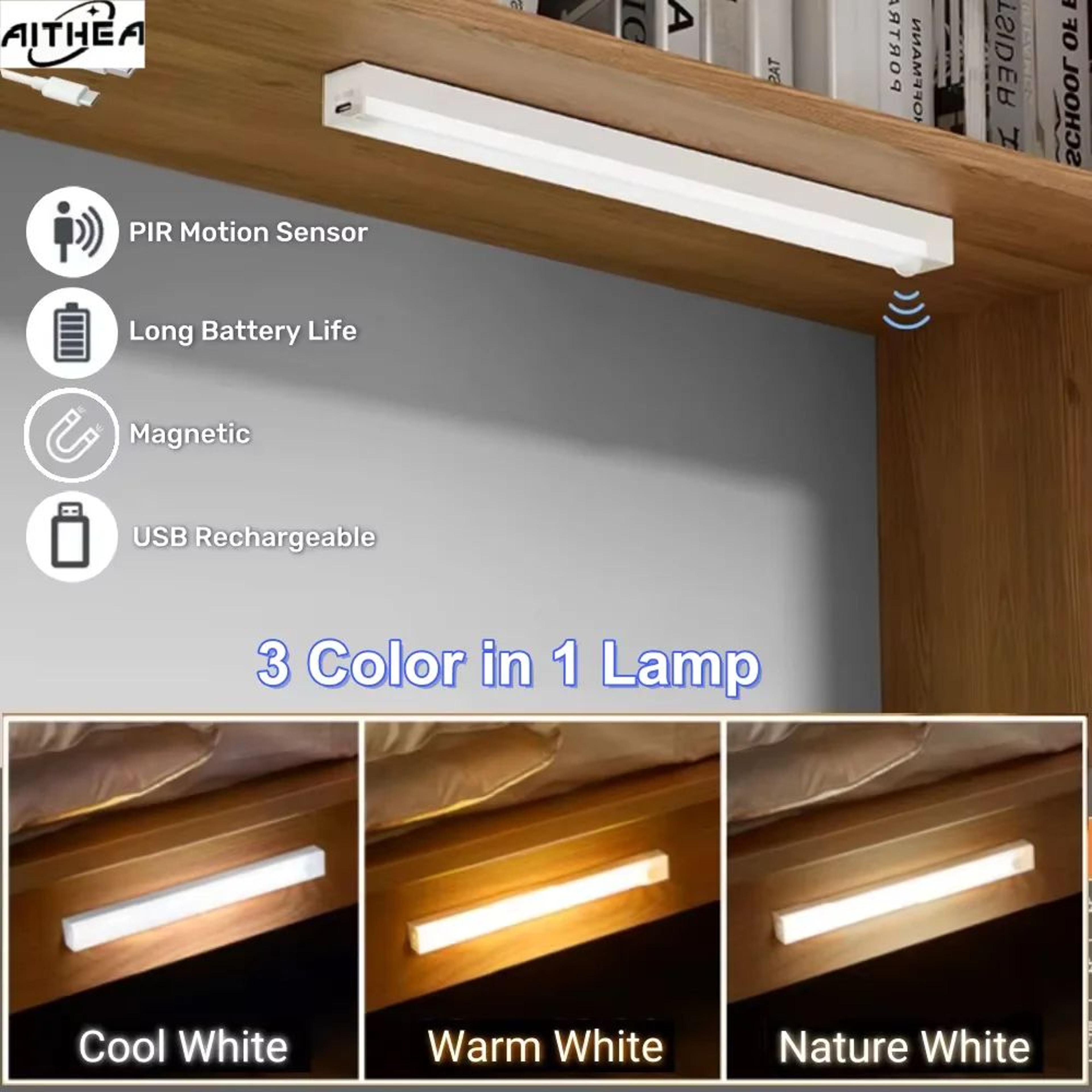 aithea rechargeable motion sensor led bar light