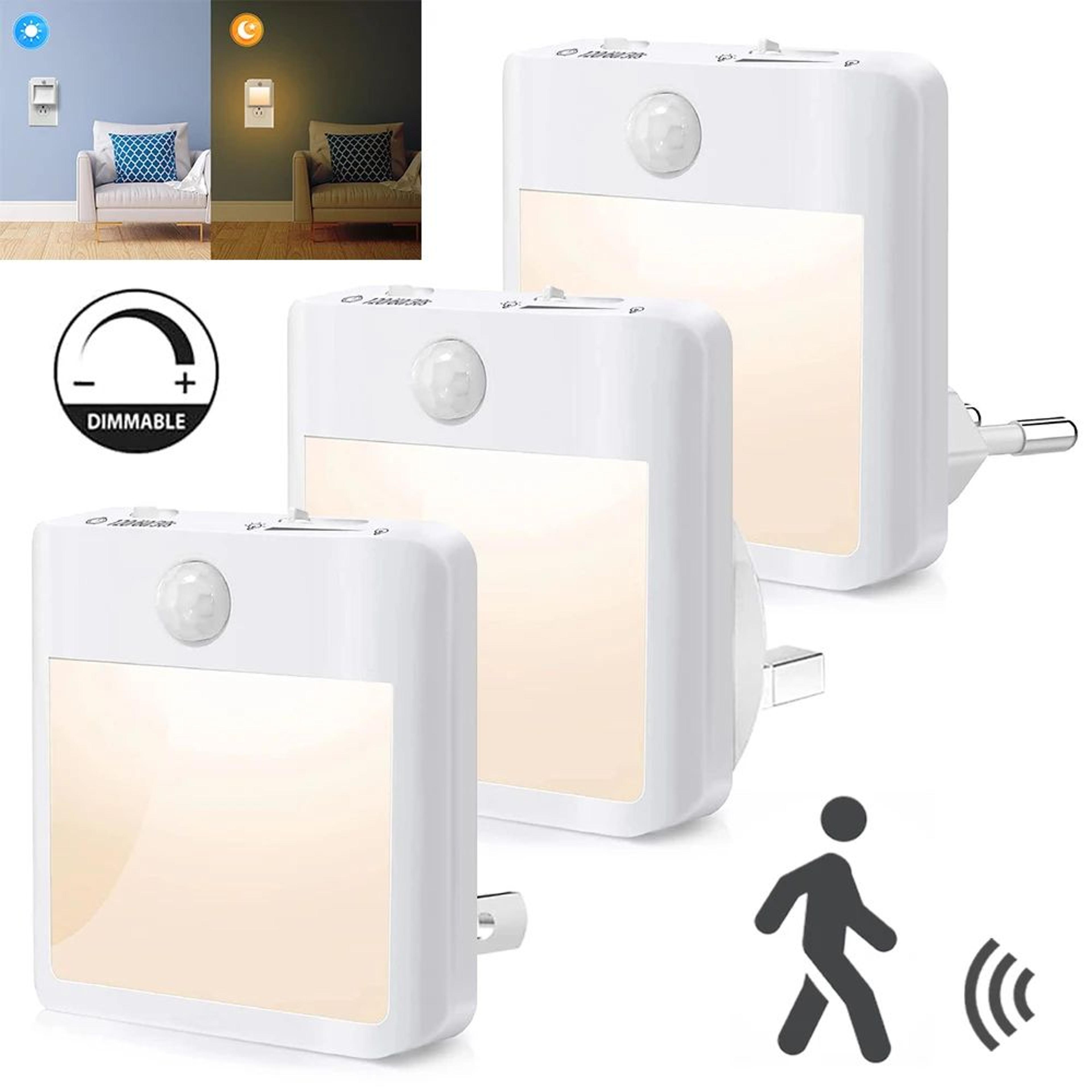 dimmable led motion sensor plug in night light