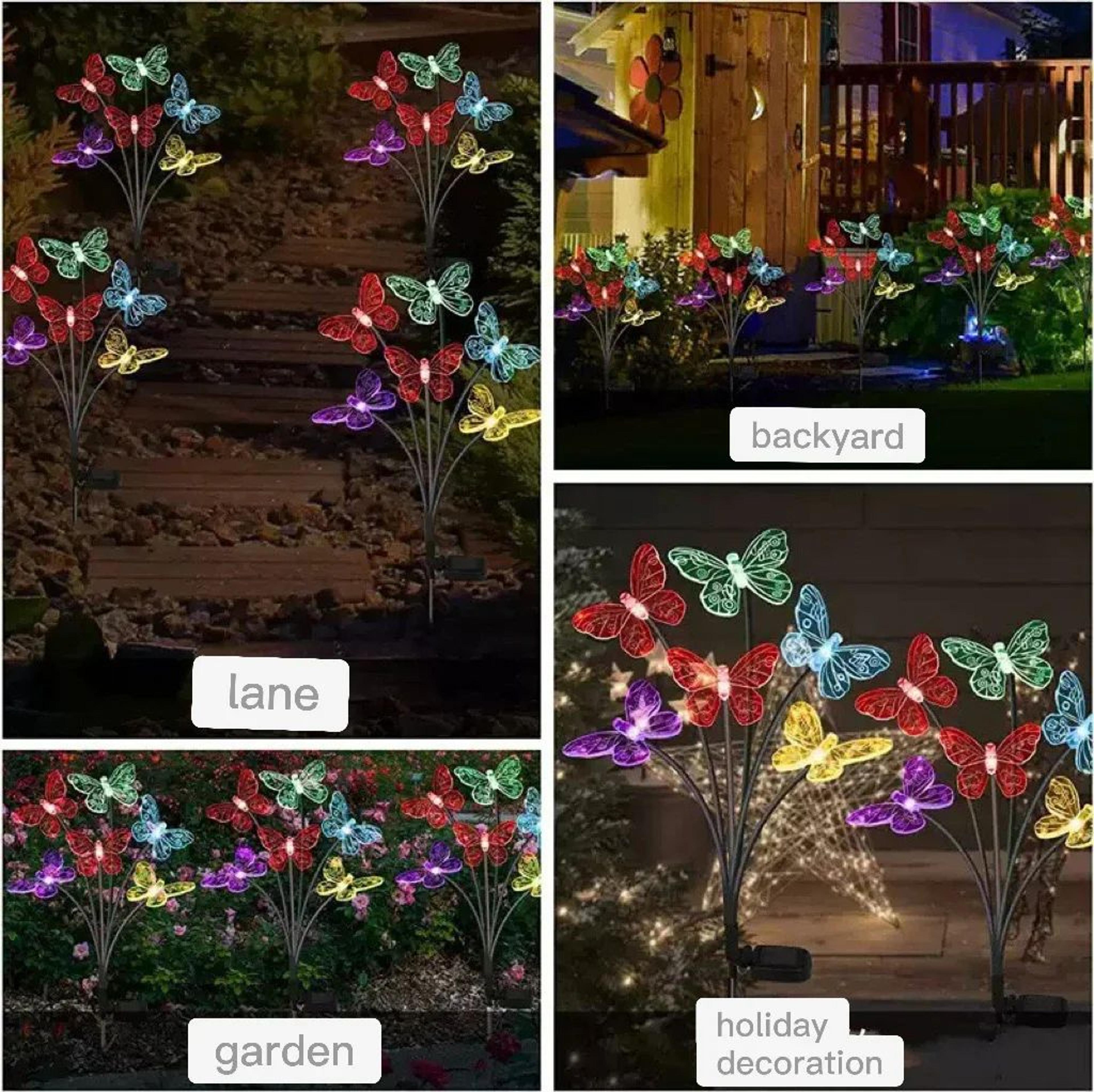 solar butterfly led garden stake light
