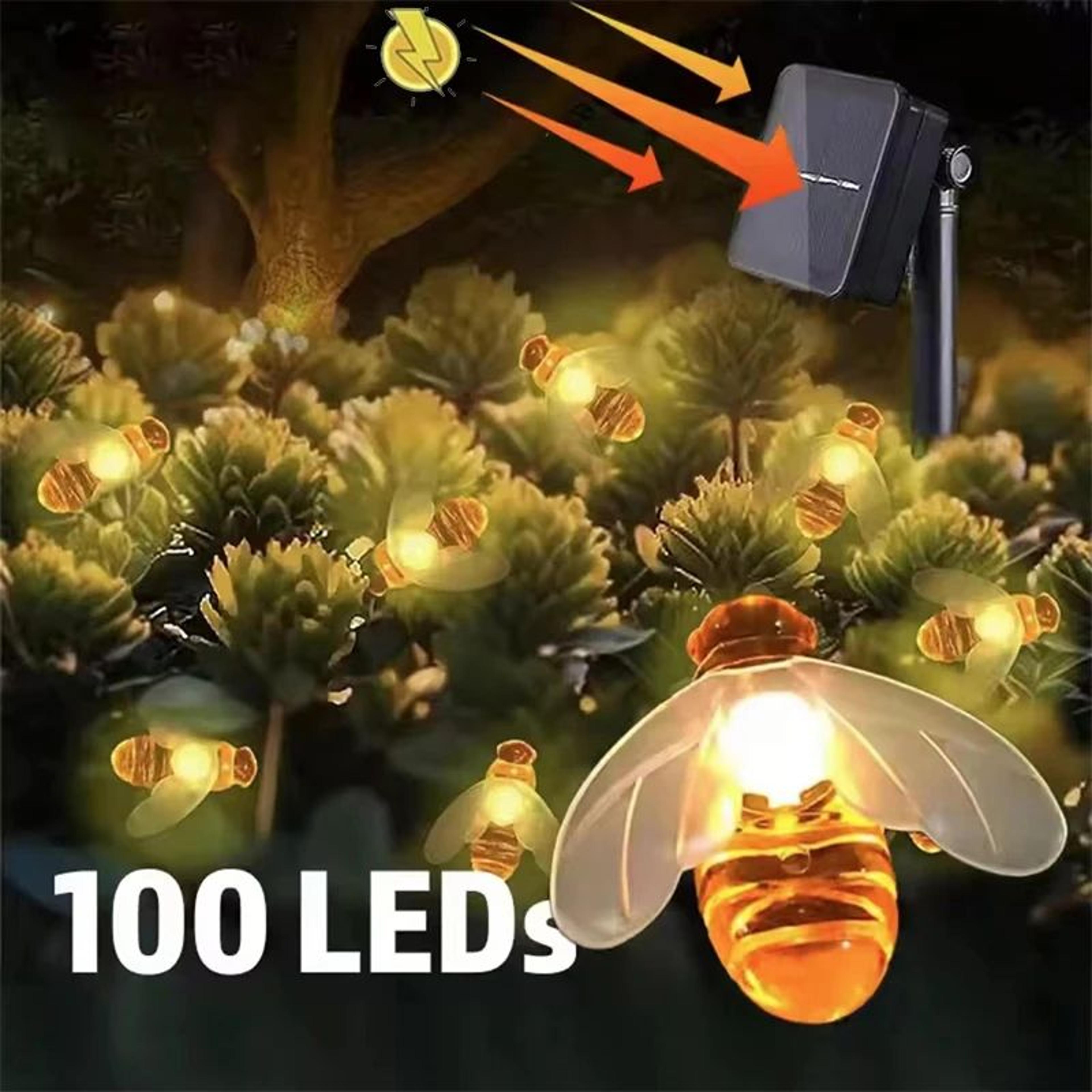 solar bee string lights outdoor fairy garden decor