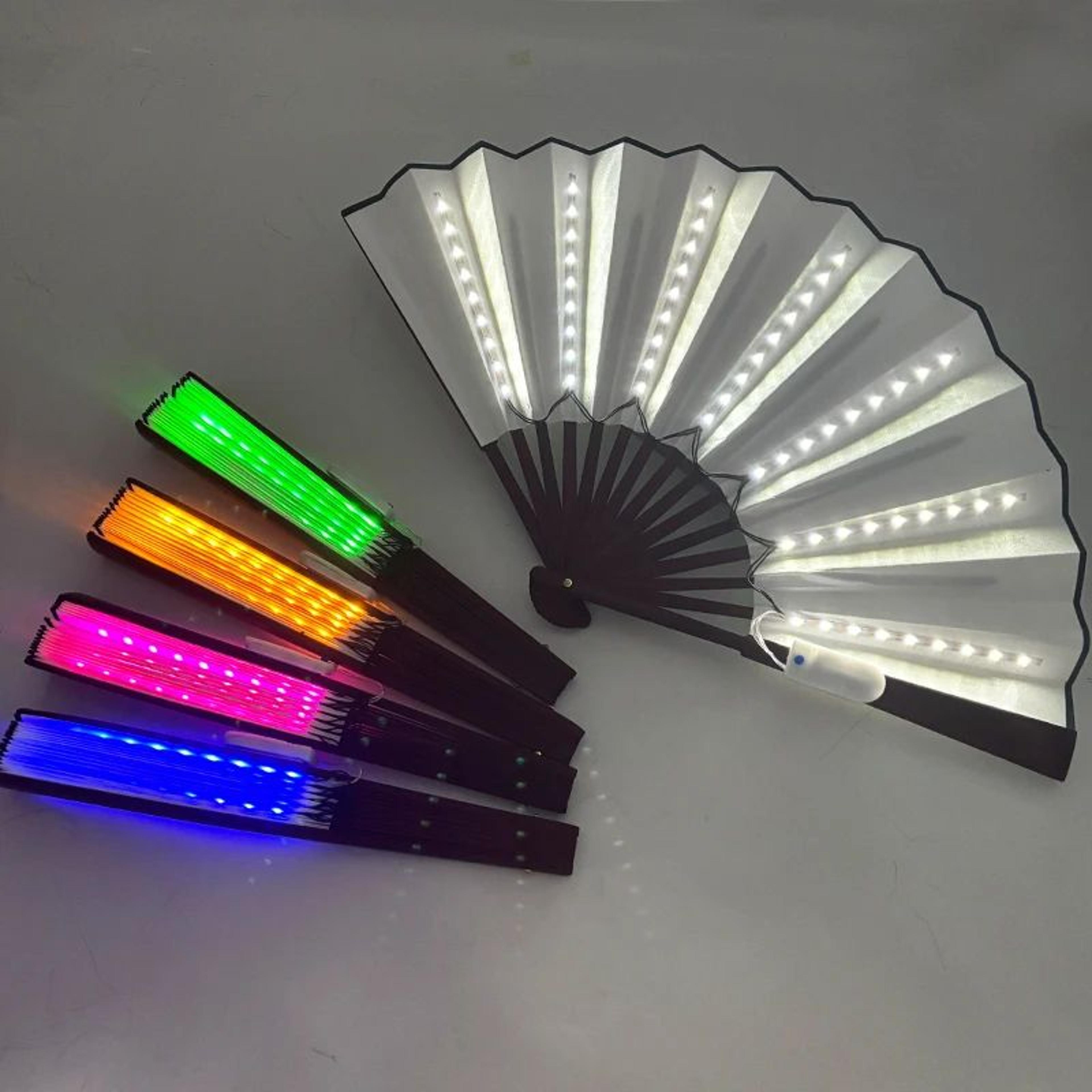 led neon folding rave hand fan party light