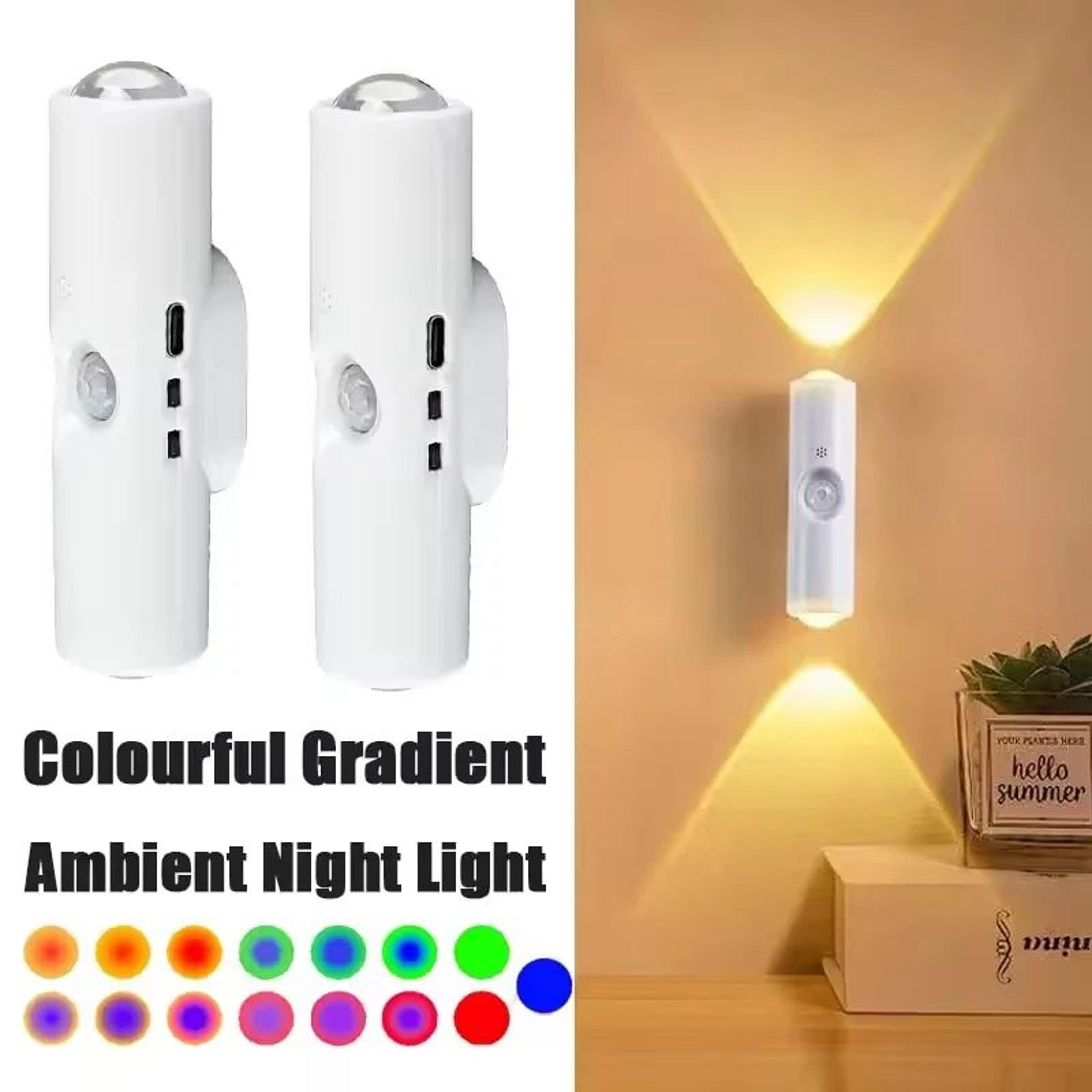 smart rgb gradient motion sensor rechargeable wall light