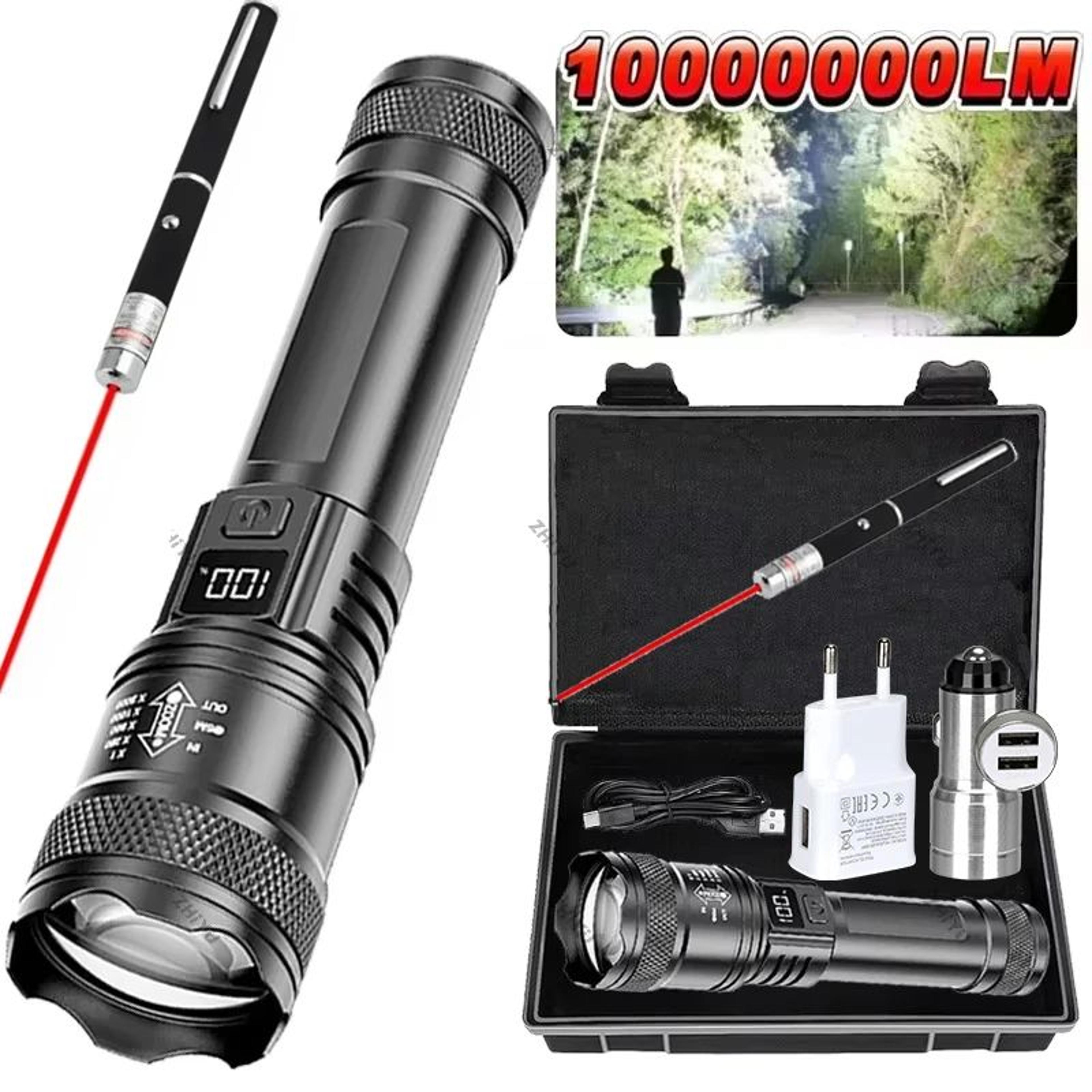 super bright rechargeable led zoom flashlight with lcd display
