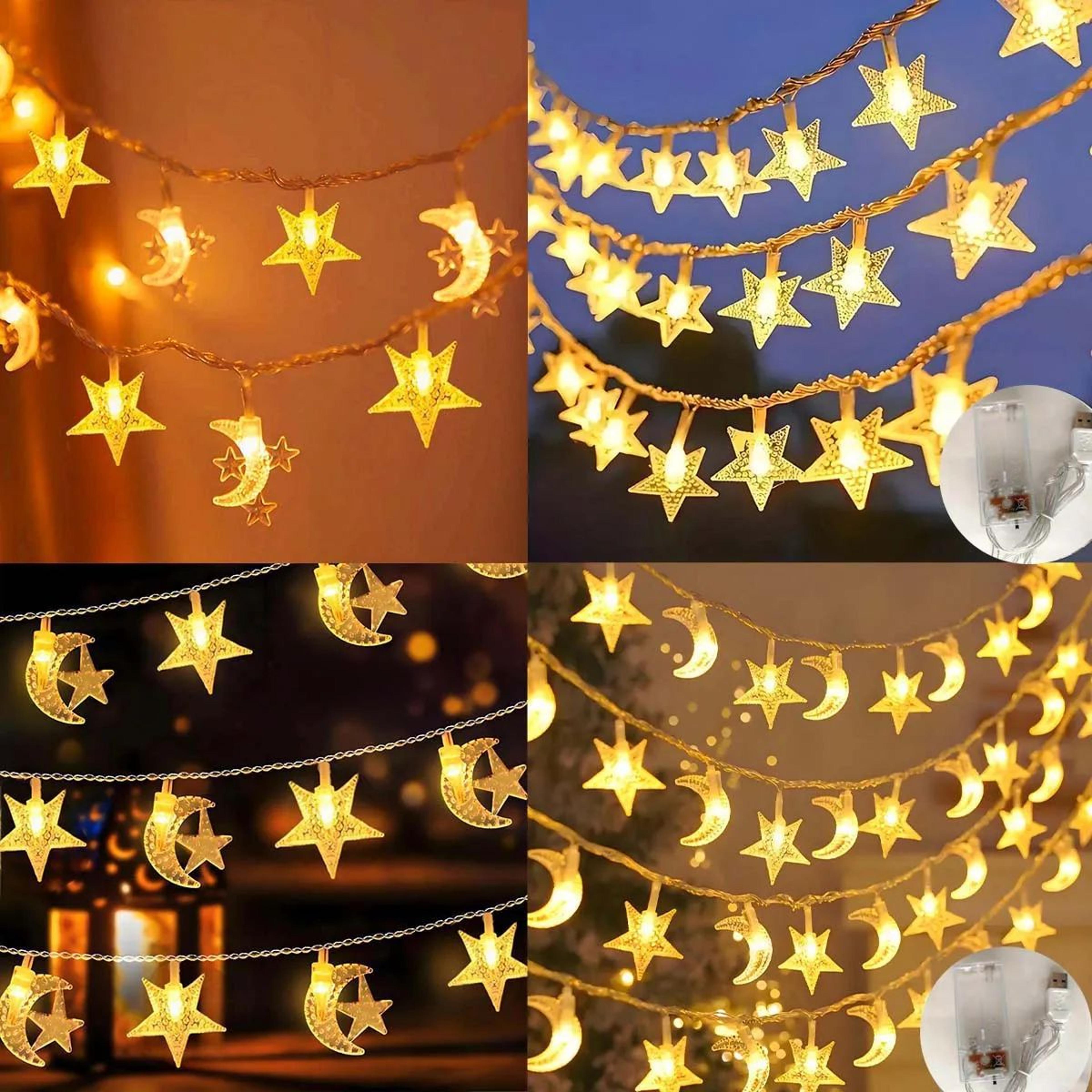 moon and star led string lights for holiday and party decor