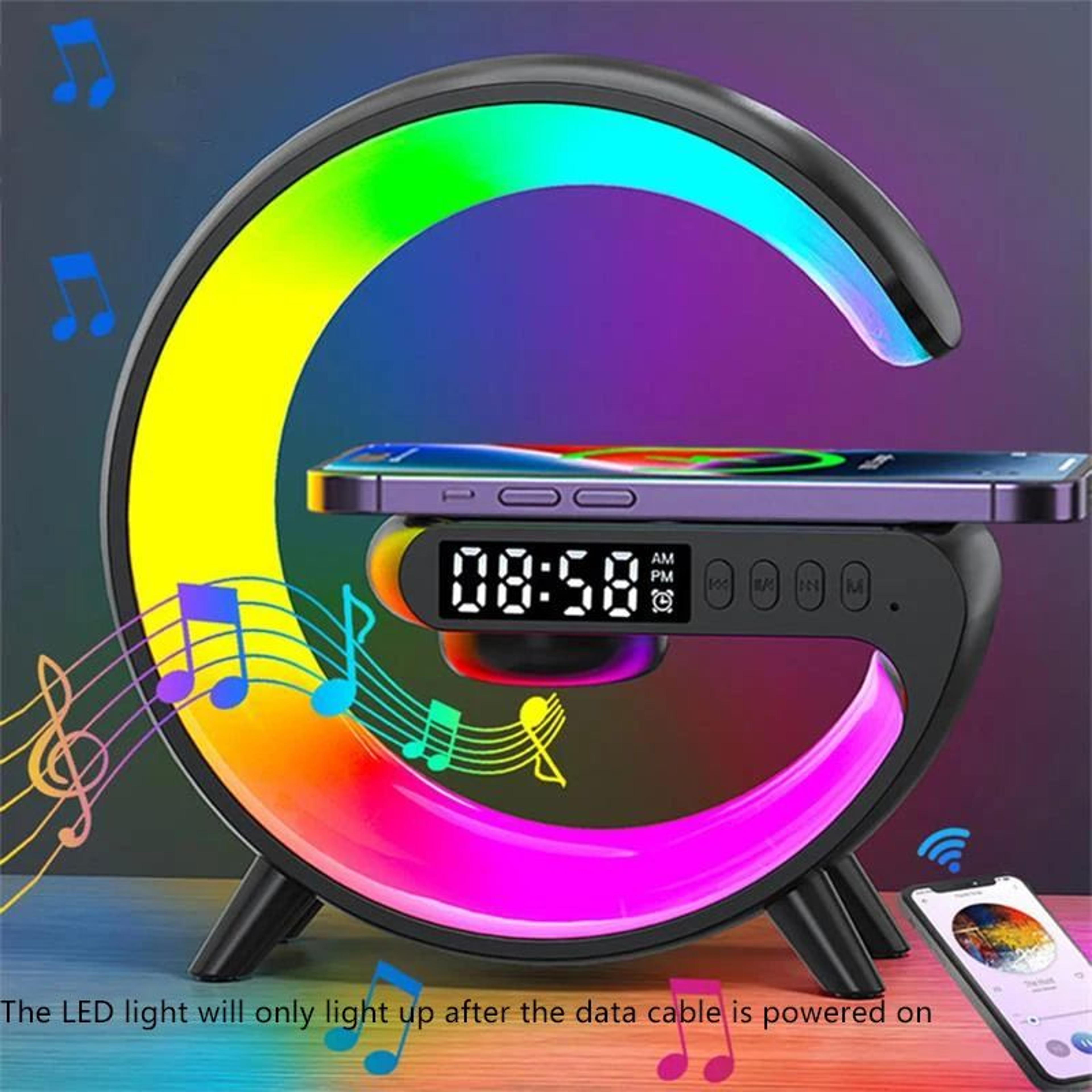 rgb night light wireless speaker alarm clock charger