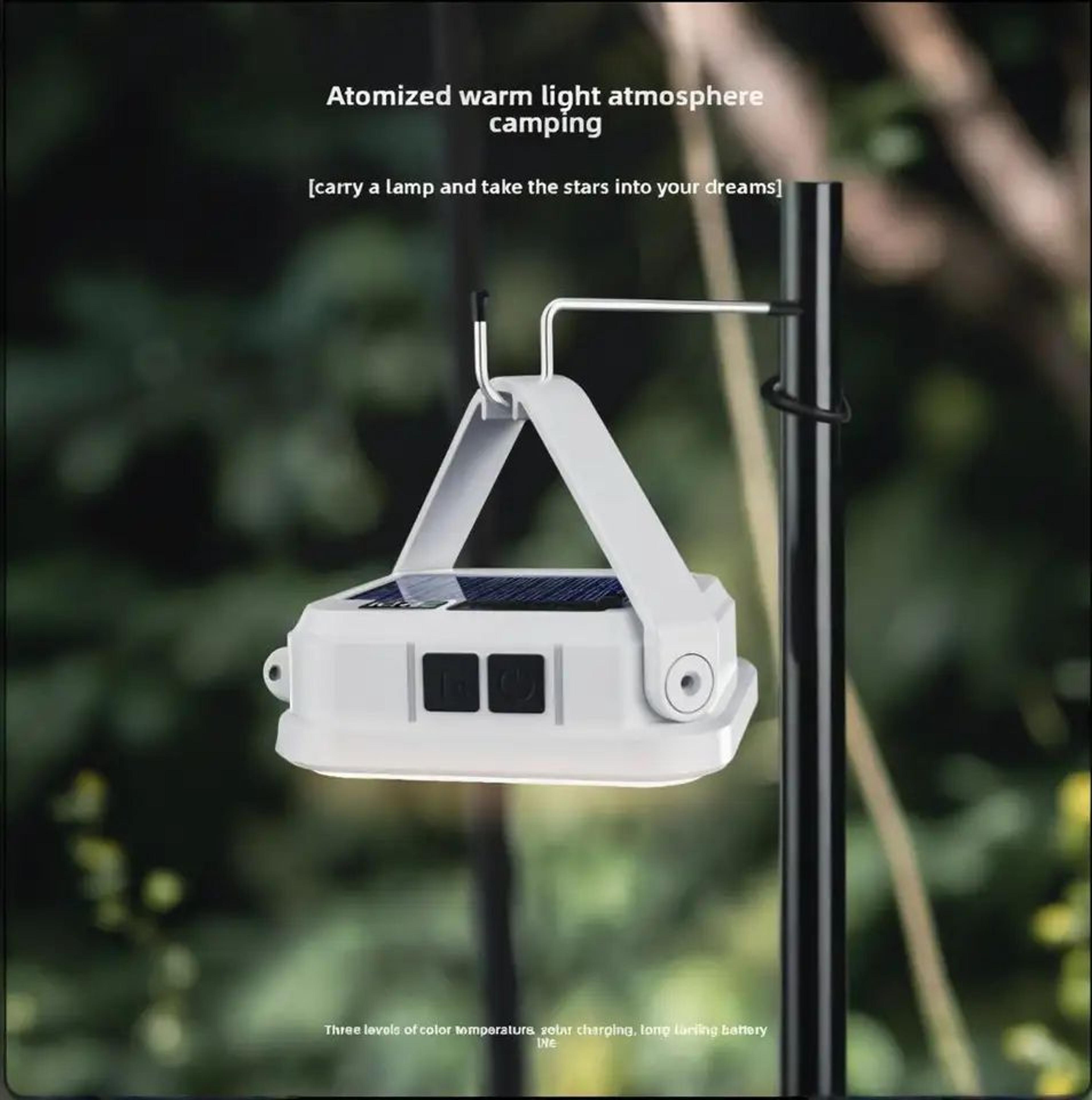 portable solar rechargeable led camping hanging light