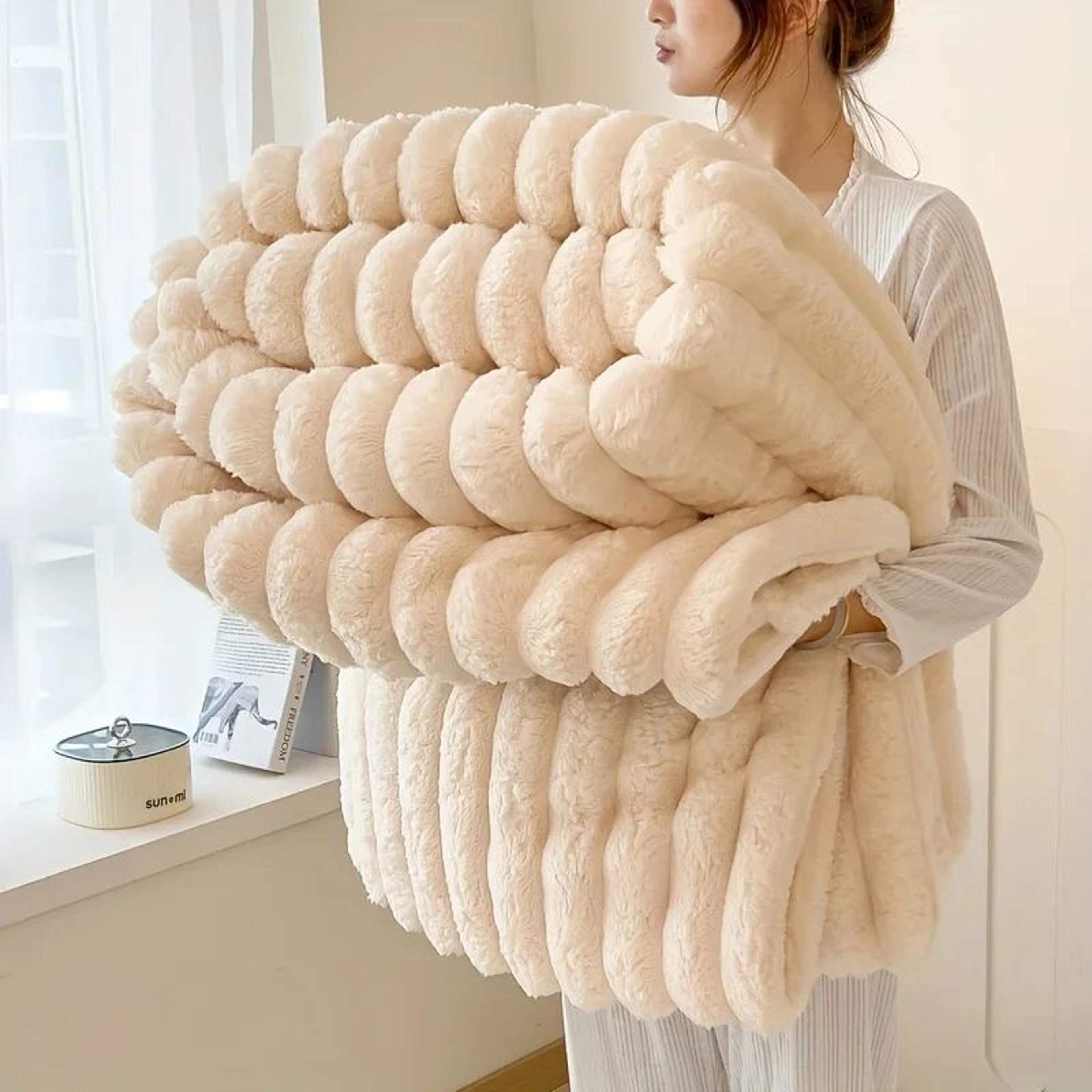 luxury rabbit velvet thick warm winter throw blanket