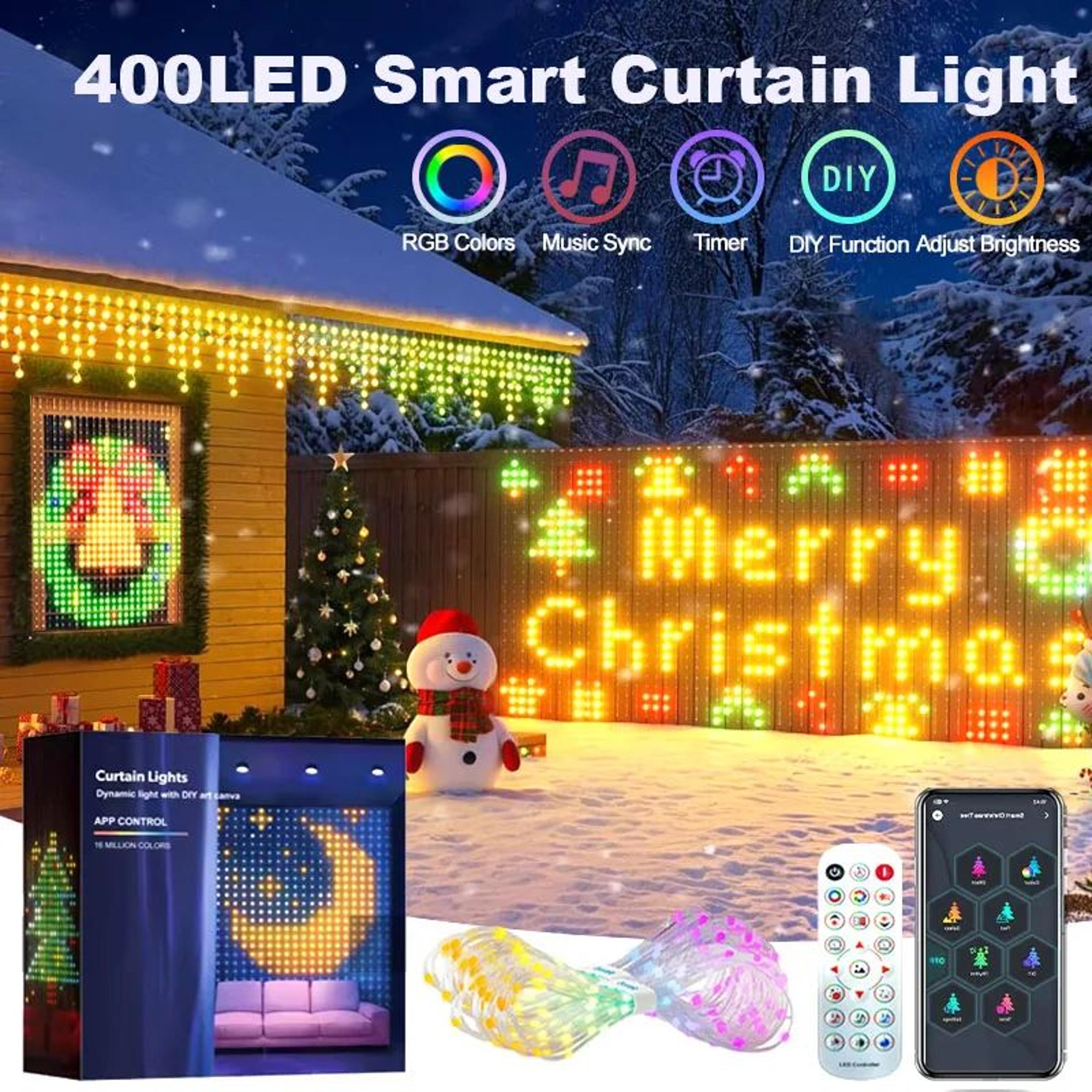 rgb smart led curtain lights with music sync