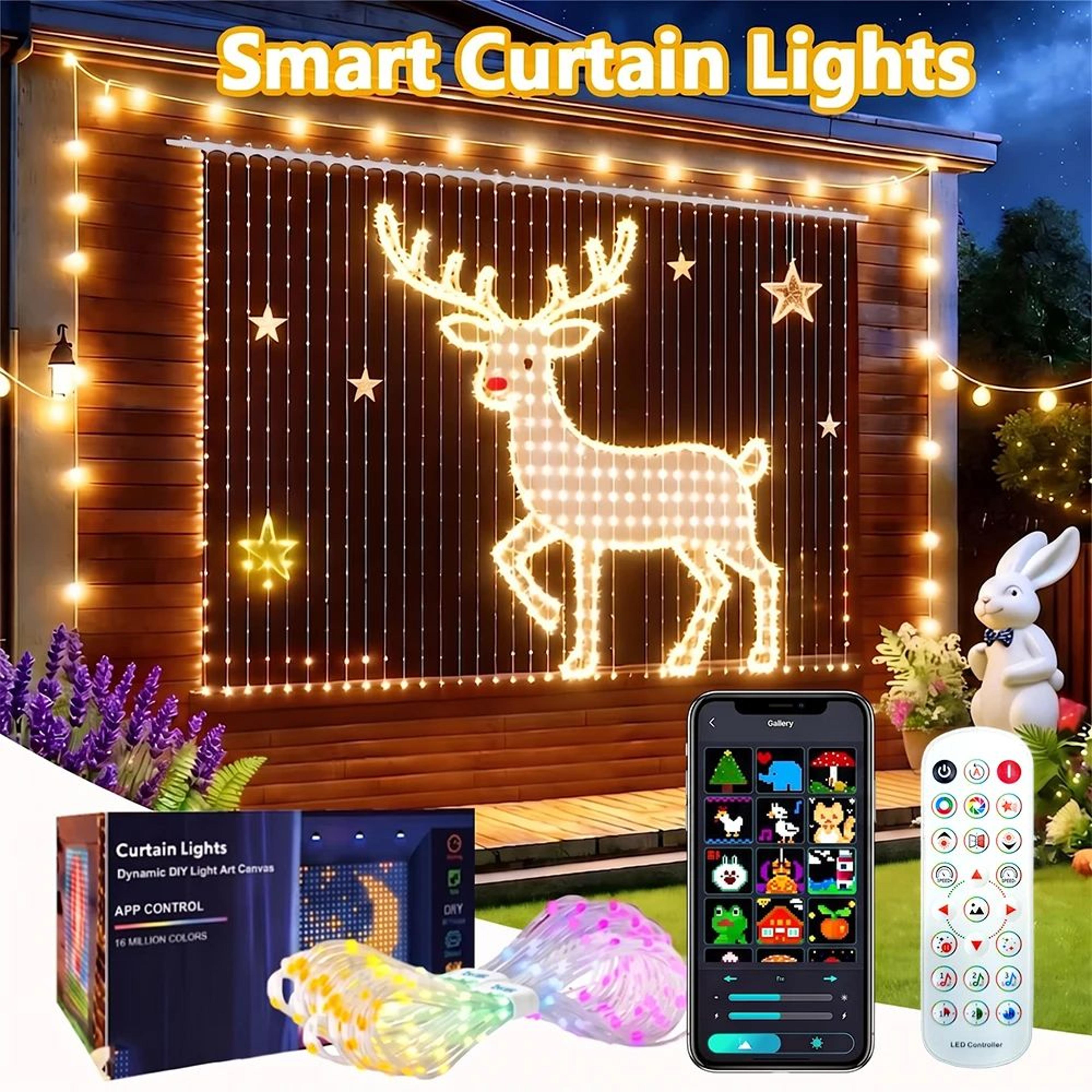 smart waterproof led curtain lights with music sync